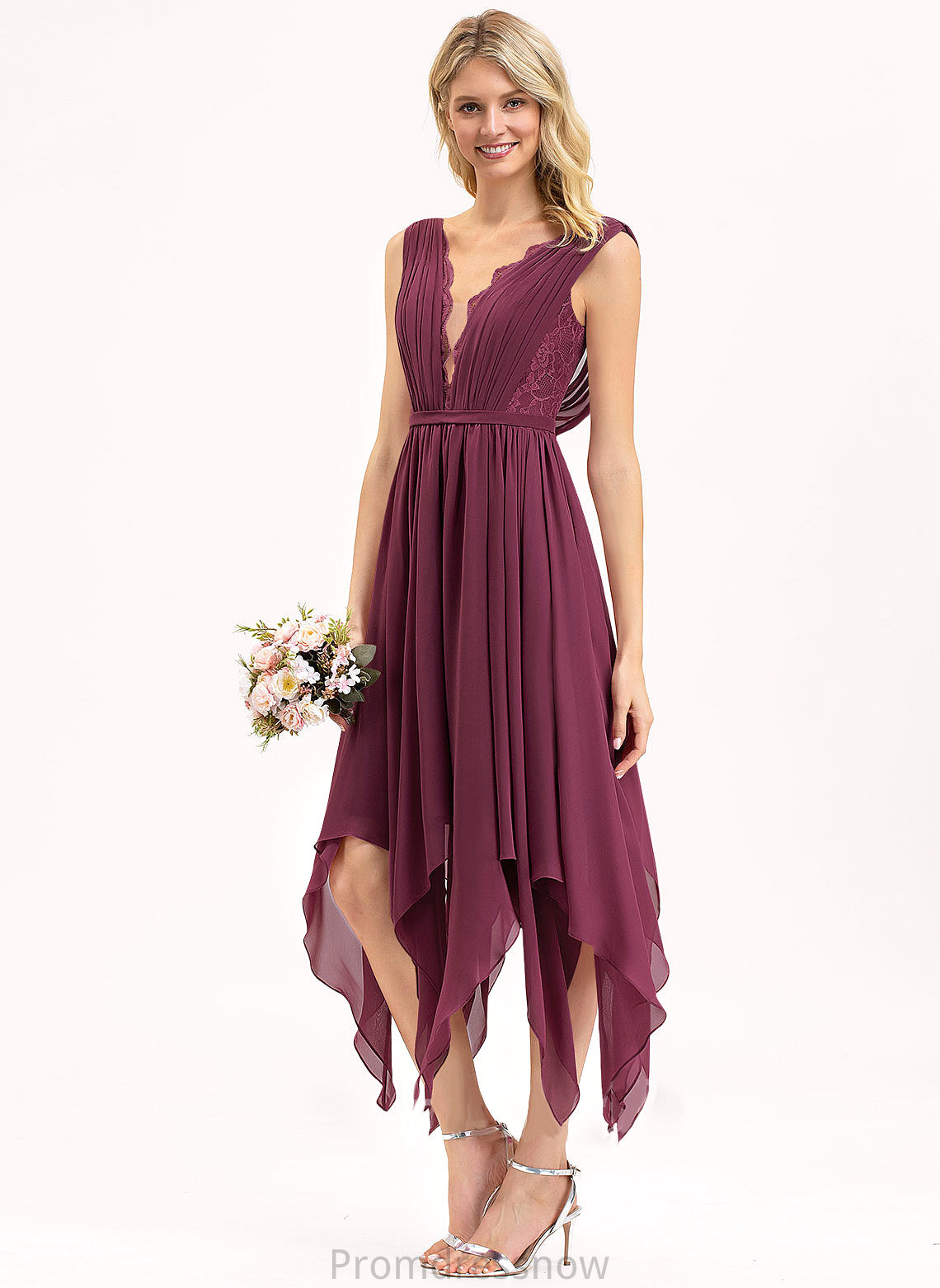 Length Neckline A-Line Fabric Lace Ankle-Length Straps Silhouette V-neck Adalynn Floor Length Spaghetti Staps Bridesmaid Dresses