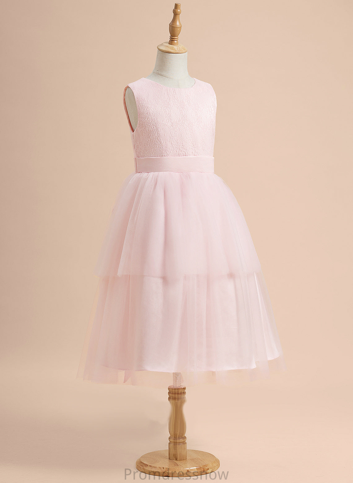 Neck - A-Line Knee-length Sleeveless Flower Girl Dresses Satin/Tulle Girl Flower Lace Scoop With Dress Jaidyn