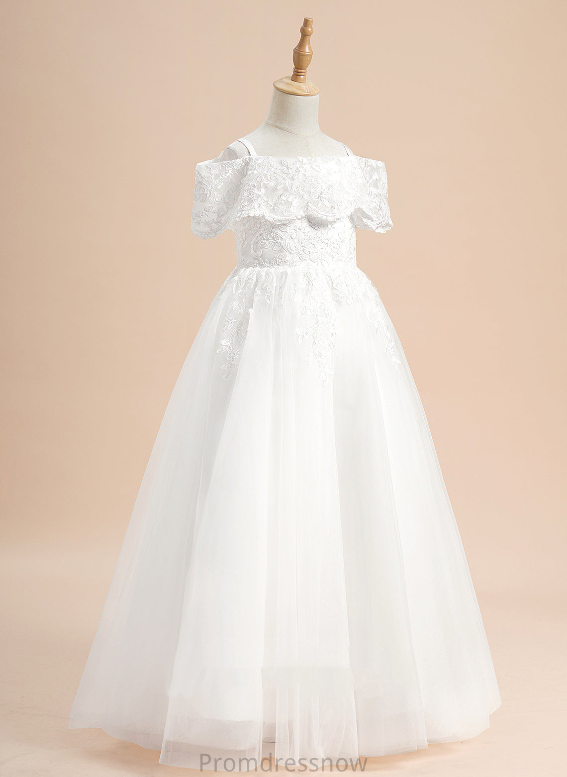 Floor-length Girl Flower Short Nayeli Lace With Tulle Dress - Sleeves Flower Girl Dresses Ball-Gown/Princess Off-the-Shoulder