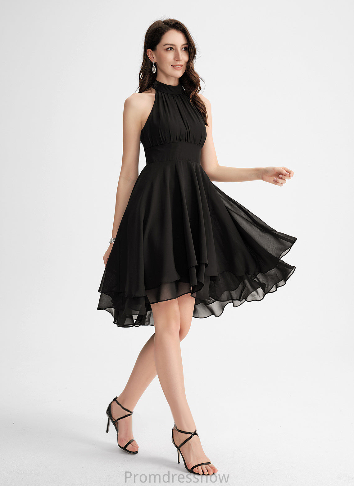 With Cocktail Dress Kasey Neck Pleated Scoop Asymmetrical Cocktail Dresses A-Line Chiffon