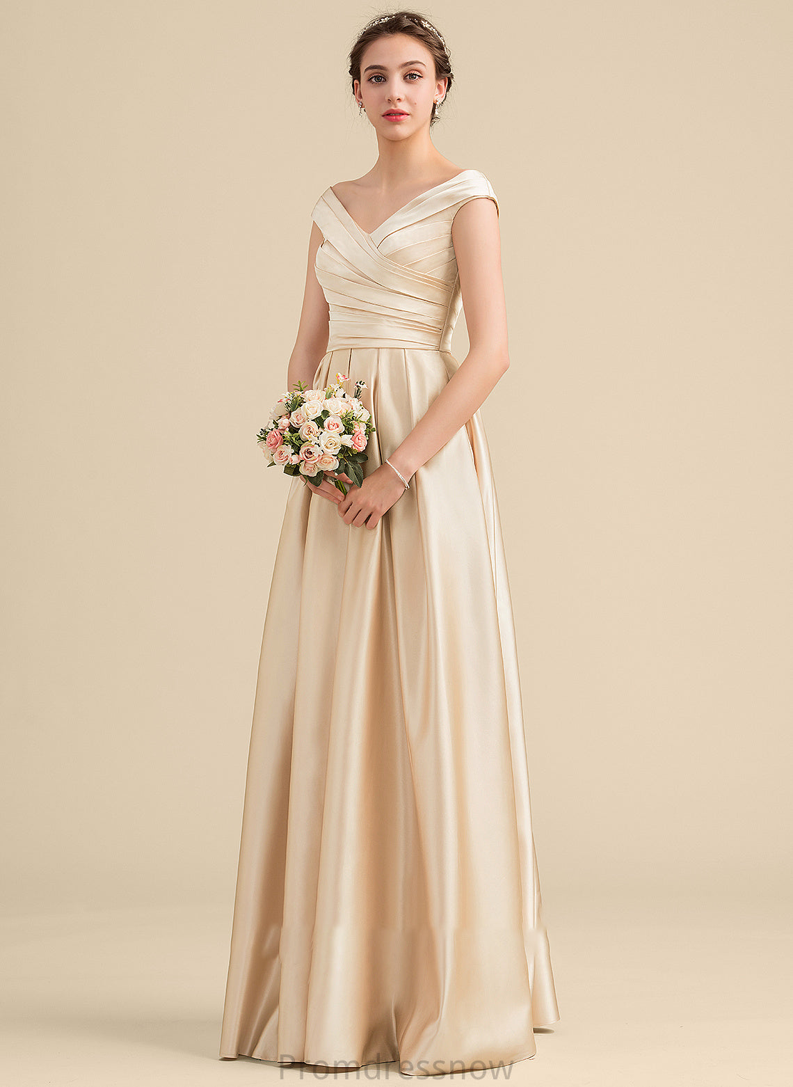 Floor-Length Silhouette Pockets Ruffle Length Neckline Fabric Off-the-Shoulder Embellishment A-Line Adrianna Scoop Bridesmaid Dresses