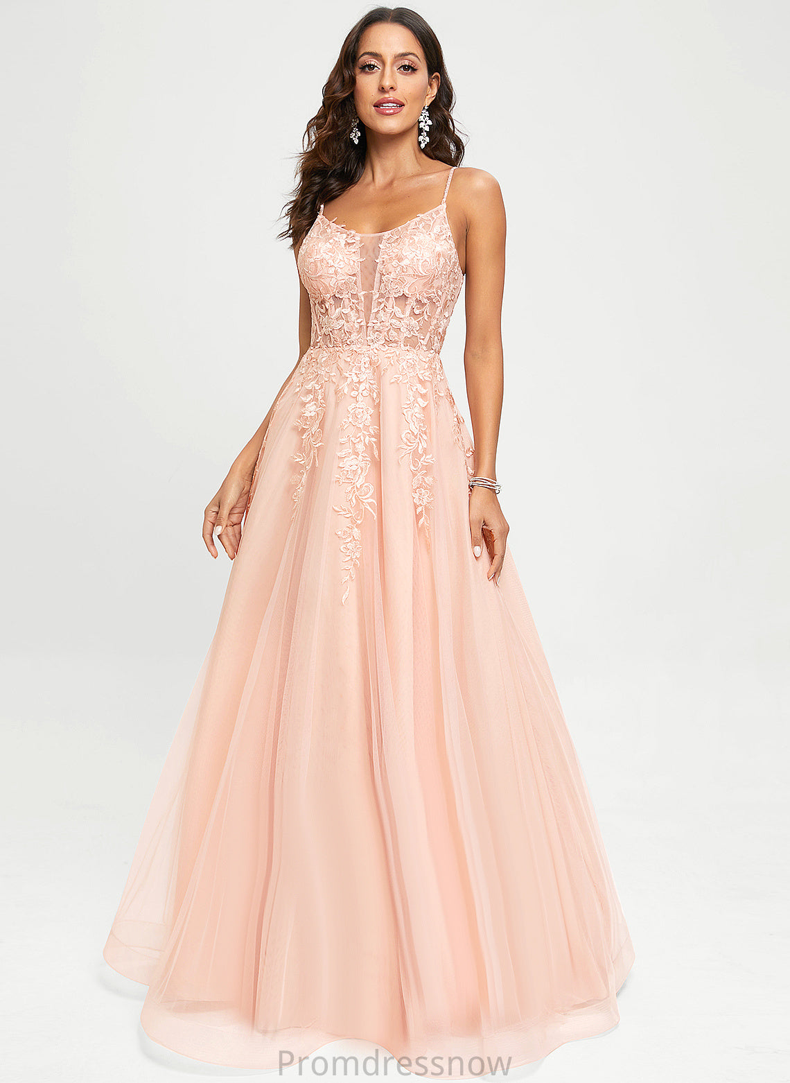 With Sequins Lace Prom Dresses A-Line Floor-Length Tulle Asia Scoop