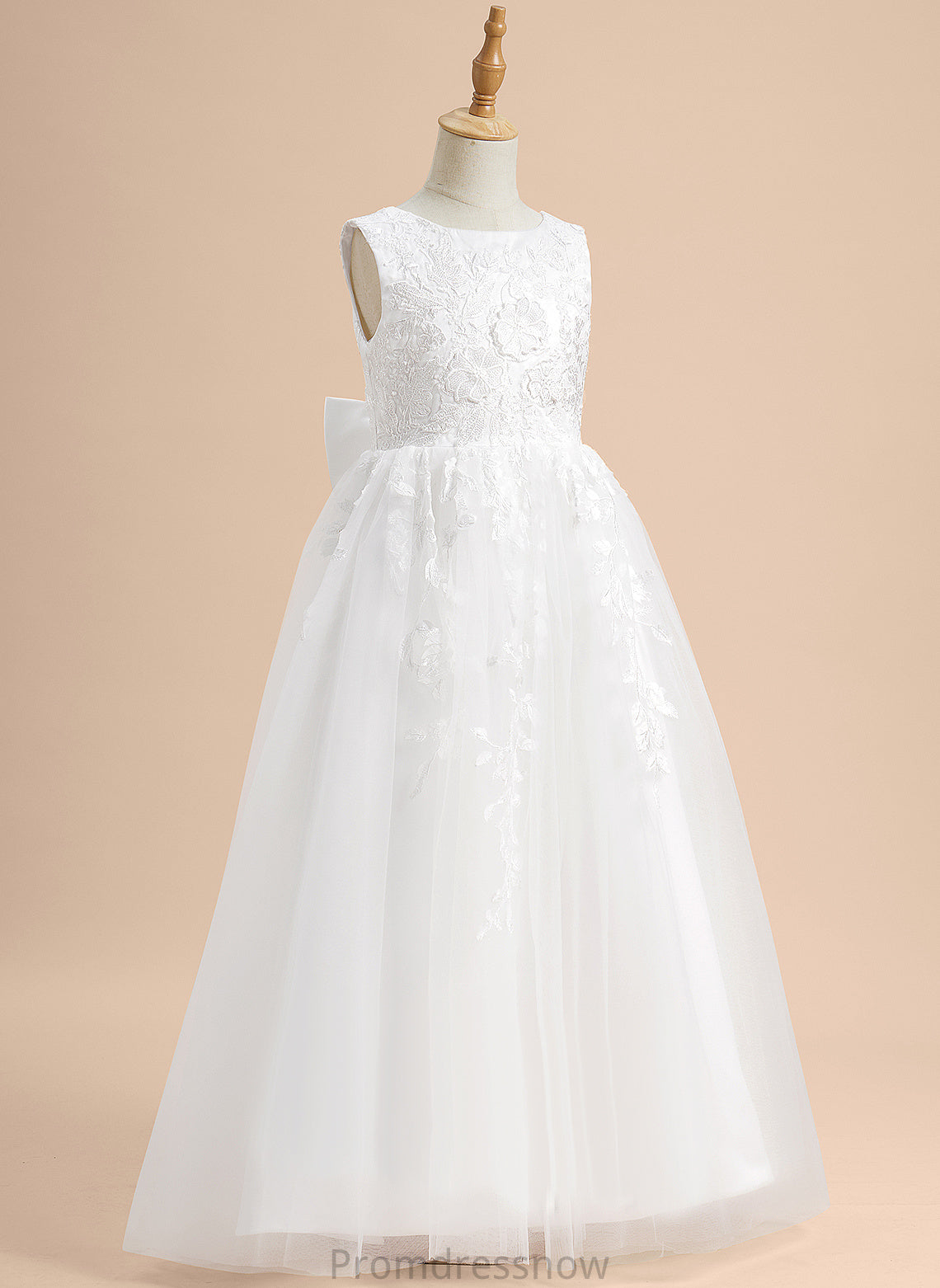 With Sleeveless Scoop Girl Flower Girl Dresses Floor-length - Neck Tulle Dress Kaitlynn Flower Lace/Flower(s)/Bow(s) A-Line