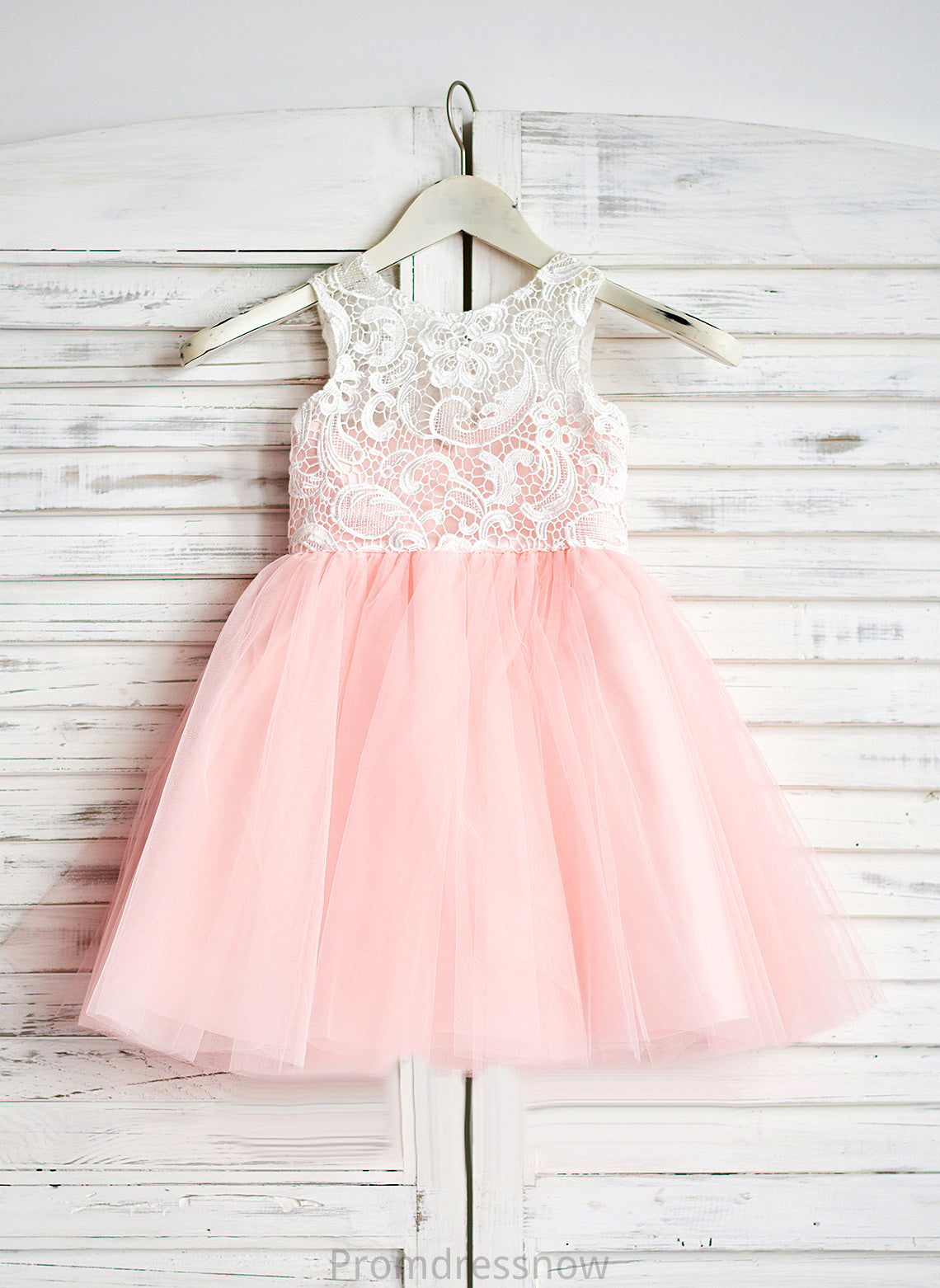 With Tulle Flower Sleeveless A-Line Neck Flower Girl Dresses - Knee-length India Scoop Girl Dress Lace