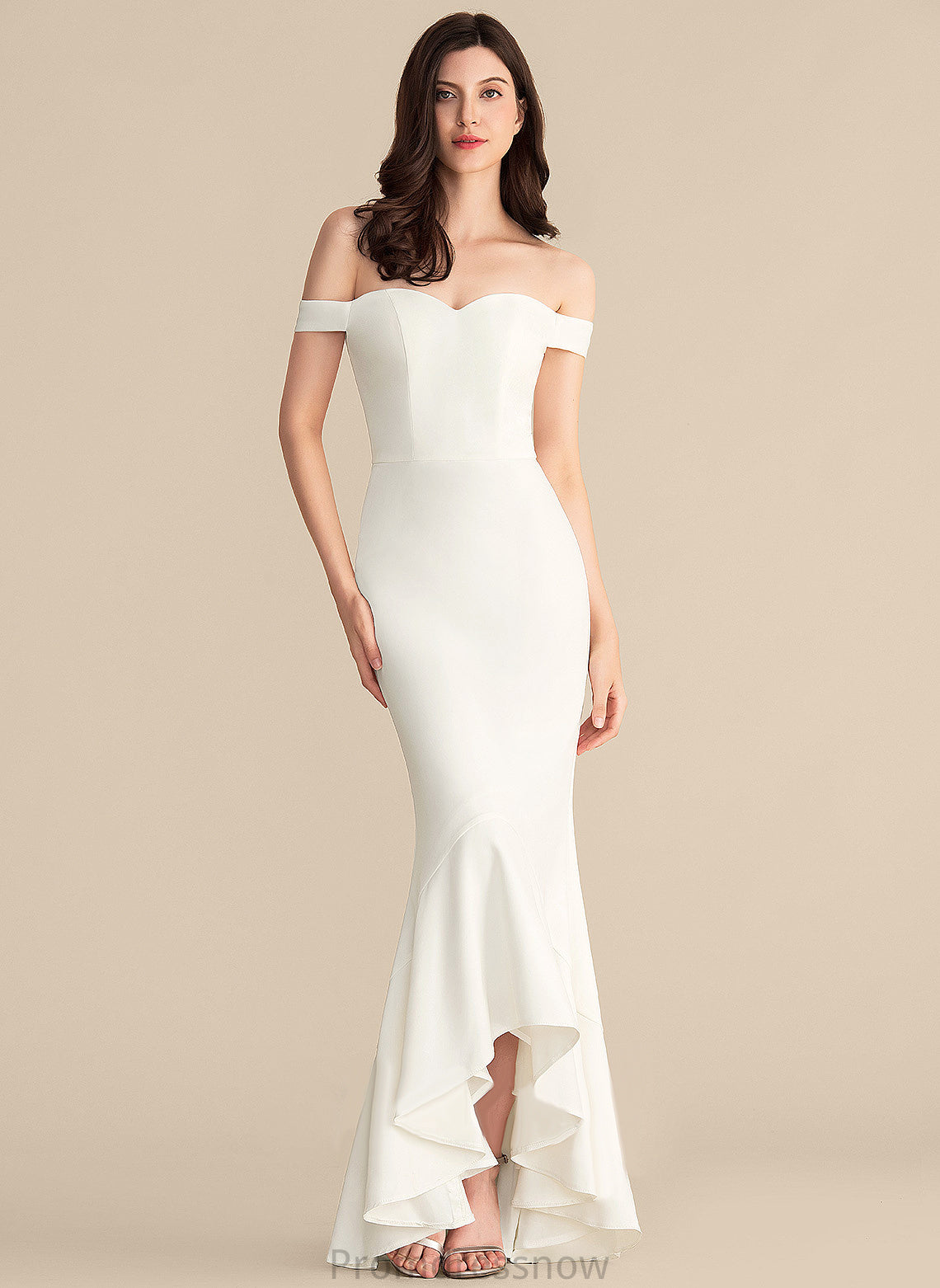 With Off-the-Shoulder Nylah Asymmetrical Ruffles Trumpet/Mermaid Wedding Dresses Wedding Dress Cascading