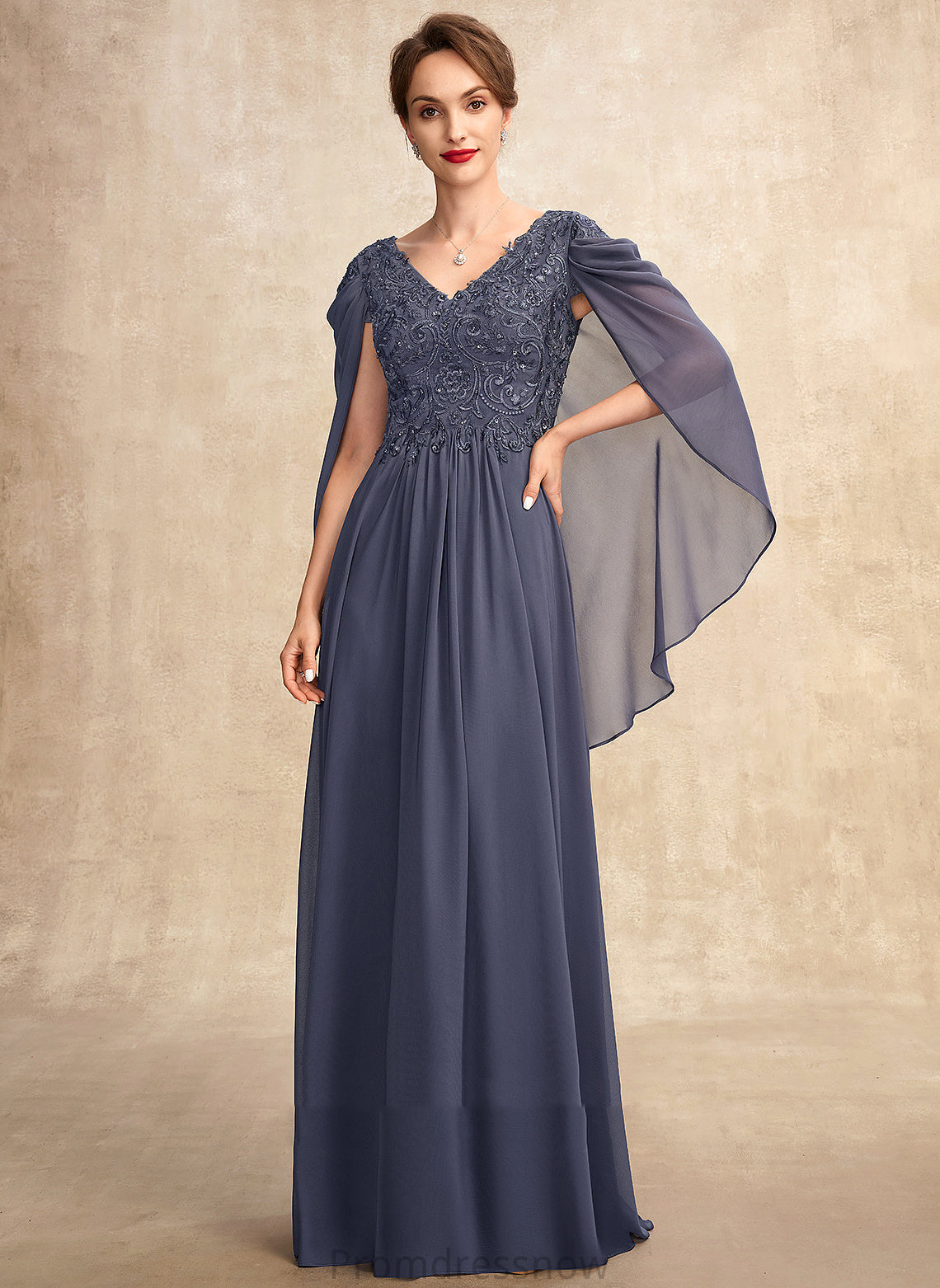 Dress Bride of Sequins Mother of the Bride Dresses V-neck A-Line the Lace With Chiffon Mother Floor-Length Peyton Beading