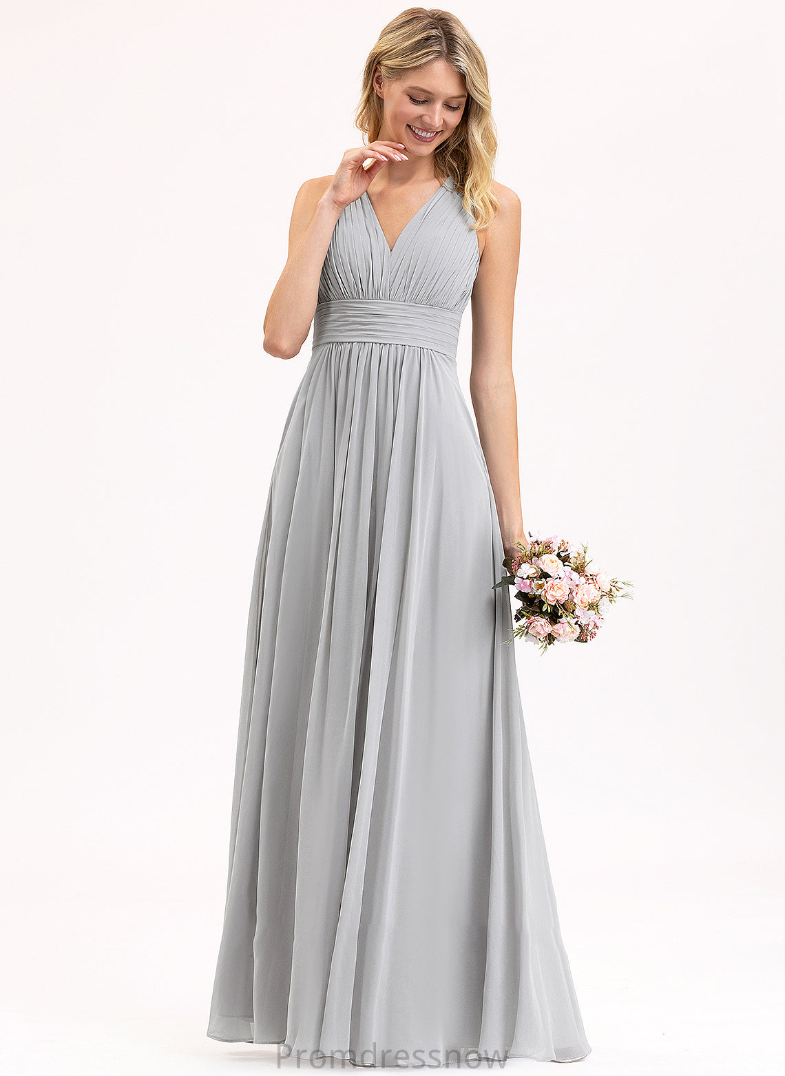 Embellishment A-Line Fabric V-neck Bow(s) Silhouette Ruffle Length Floor-Length Neckline Pockets Elisabeth Bridesmaid Dresses