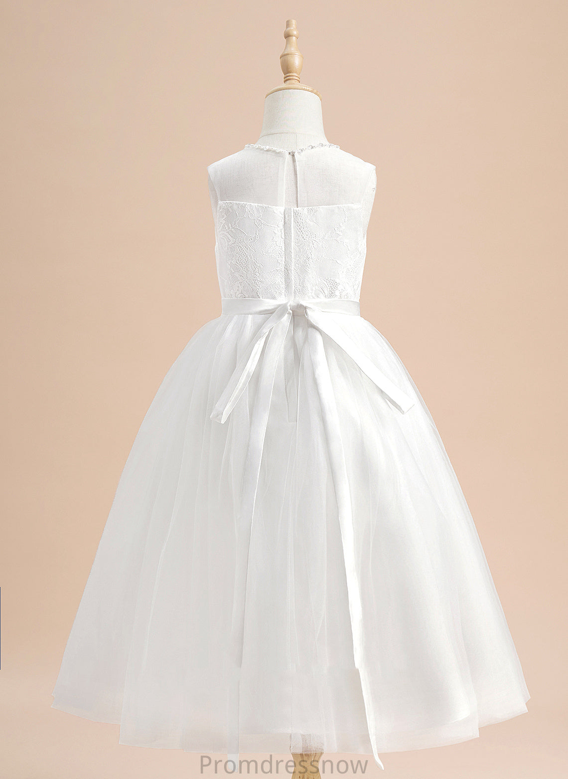 Girl Dress Scoop Flower Girl Dresses Flower Beading Eden Tea-length Tulle With A-Line Sleeveless - Neck