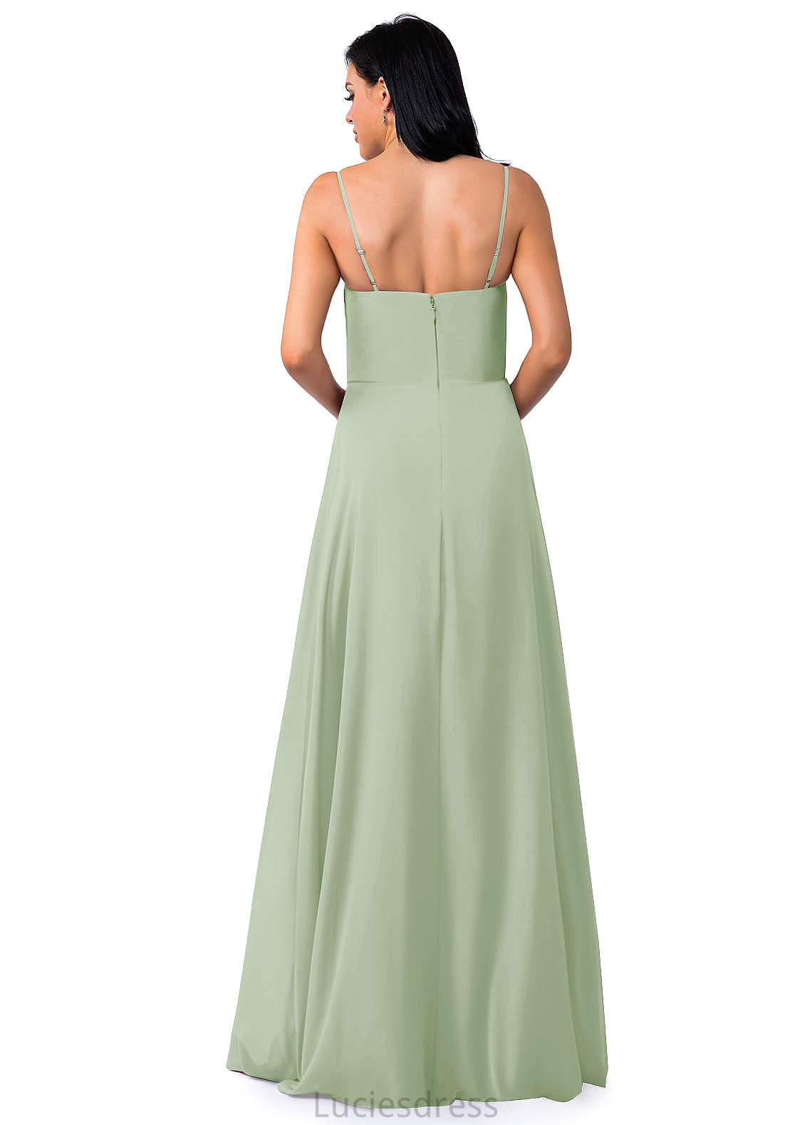 Willa Sleeveless Floor Length A-Line/Princess Spaghetti Staps Natural Waist Bridesmaid Dresses