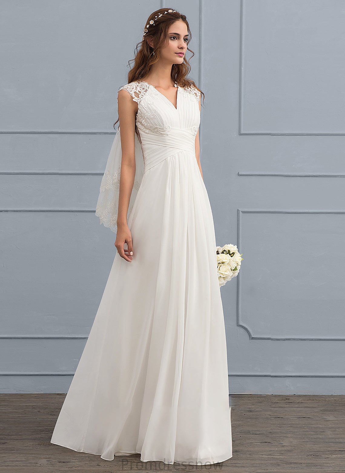 With Dress Floor-Length A-Line Rose Sweetheart Ruffle Wedding Dresses Wedding Chiffon