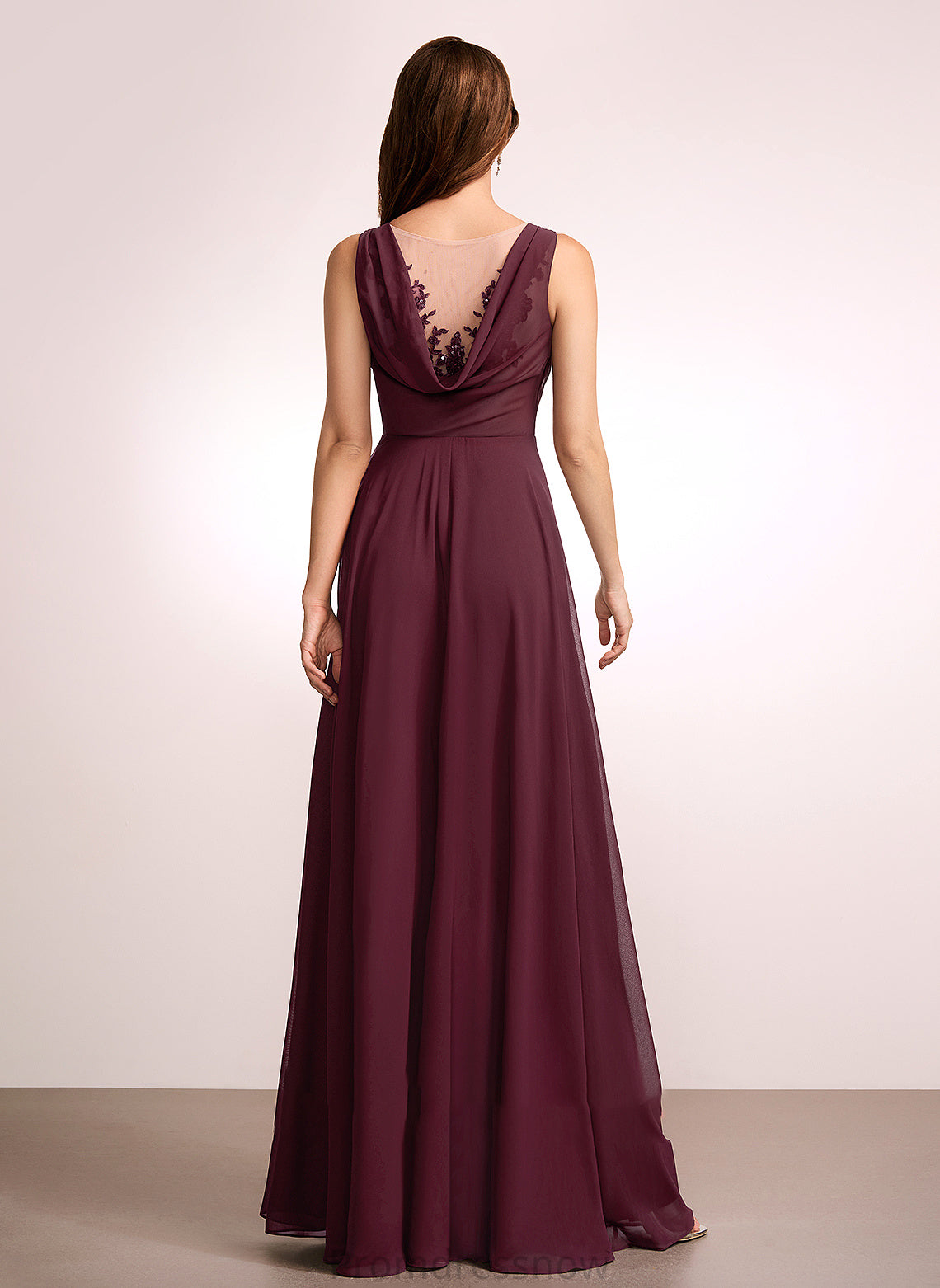 Silhouette Floor-Length Embellishment Neckline Length Fabric A-Line V-neck Lace Karma Floor Length Natural Waist Bridesmaid Dresses