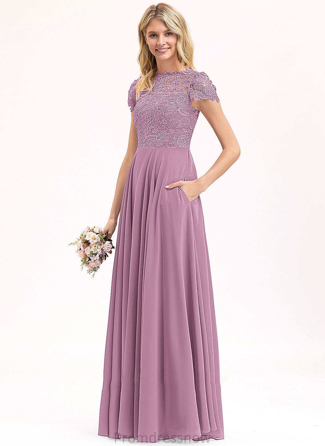 Silhouette Pockets ScoopNeck Length Fabric Floor-Length Embellishment Neckline A-Line Ashly Floor Length A-Line/Princess Bridesmaid Dresses