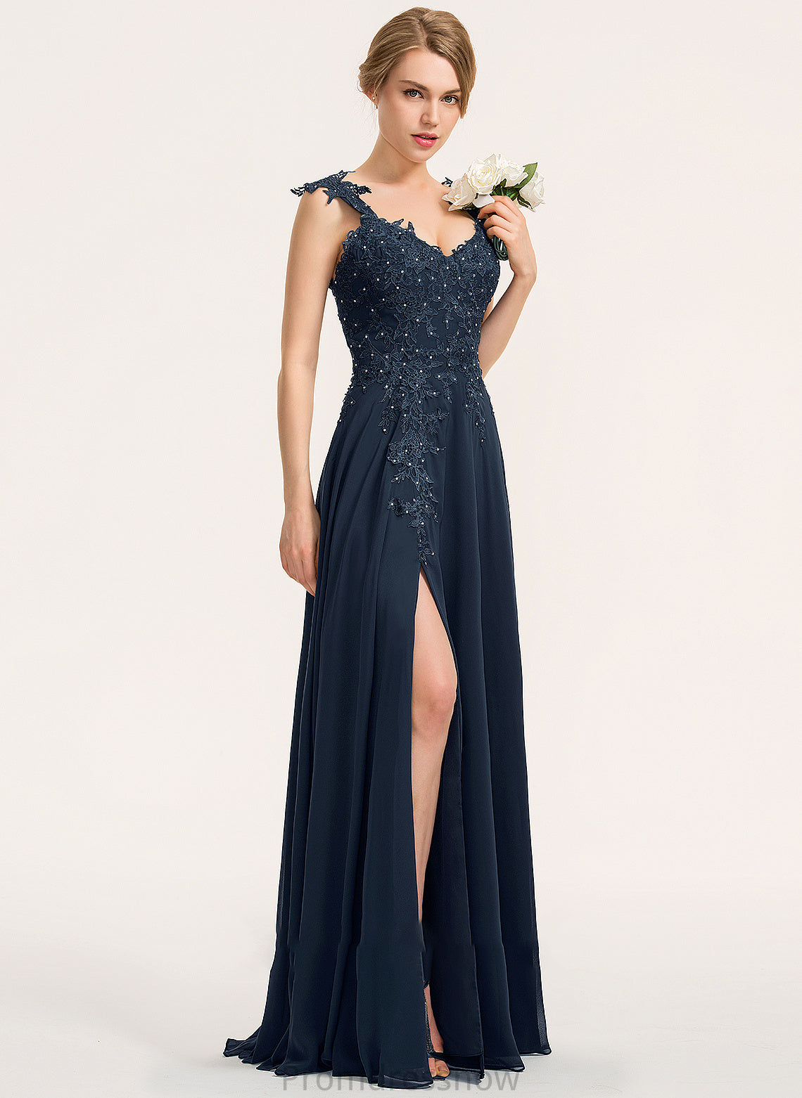 A-Line Silhouette Embellishment SplitFront Neckline Length Floor-Length Sweetheart Fabric Beading Lina Sleeveless Bridesmaid Dresses