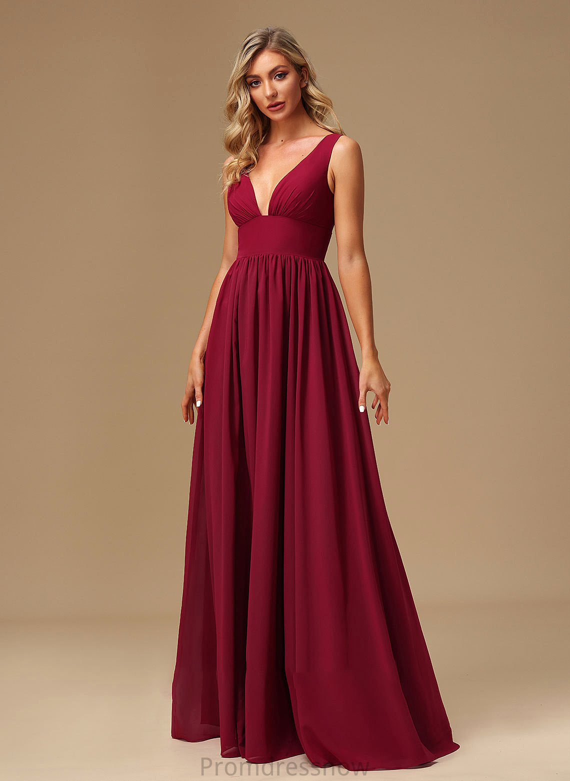 Embellishment A-Line V-neck Fabric Length SplitFront Silhouette Neckline Floor-Length Jaidyn Natural Waist A-Line/Princess Bridesmaid Dresses