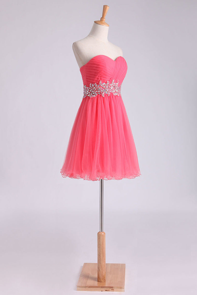 2024 Homecoming Dress Sweetheart Pleated Bodice A Line Short/Mini Tulle