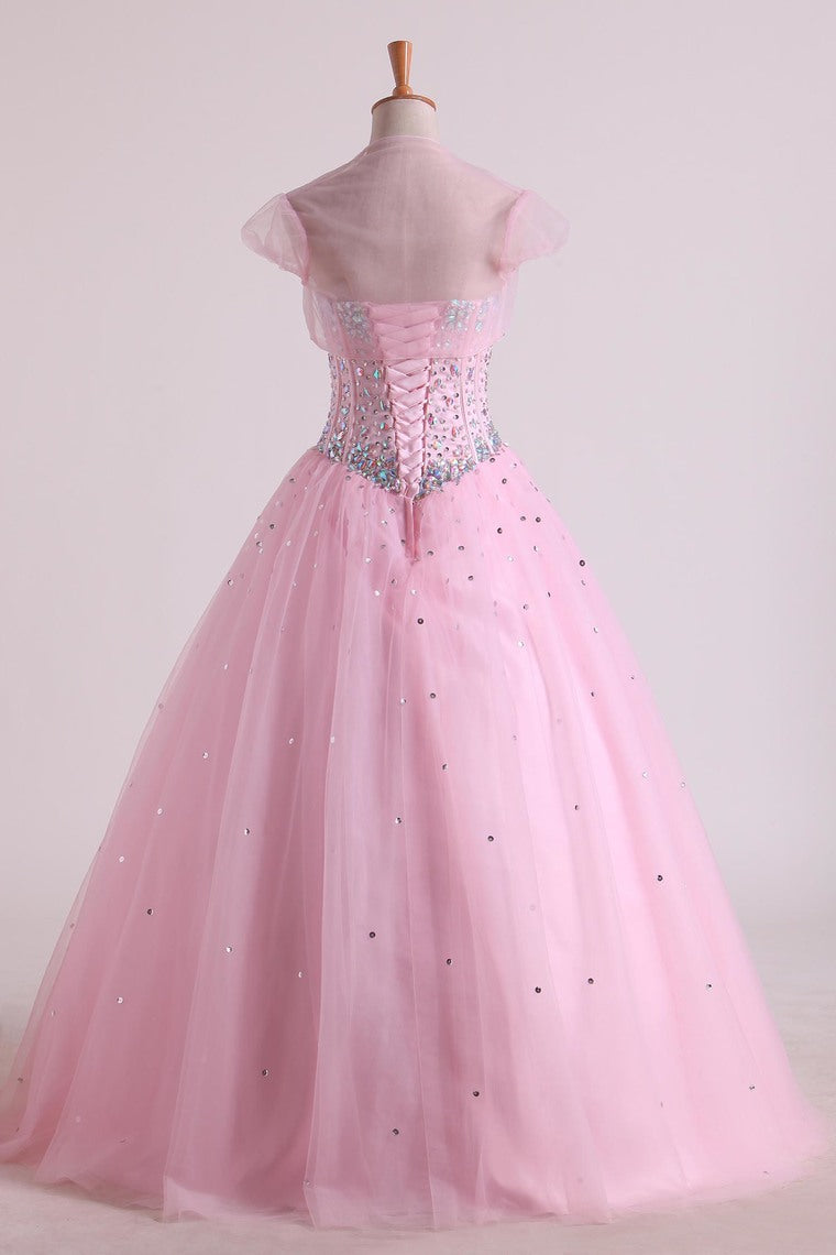 2024 Sweetheart Beaded Bodice Quinceanera Dresse Tulle Floor Length