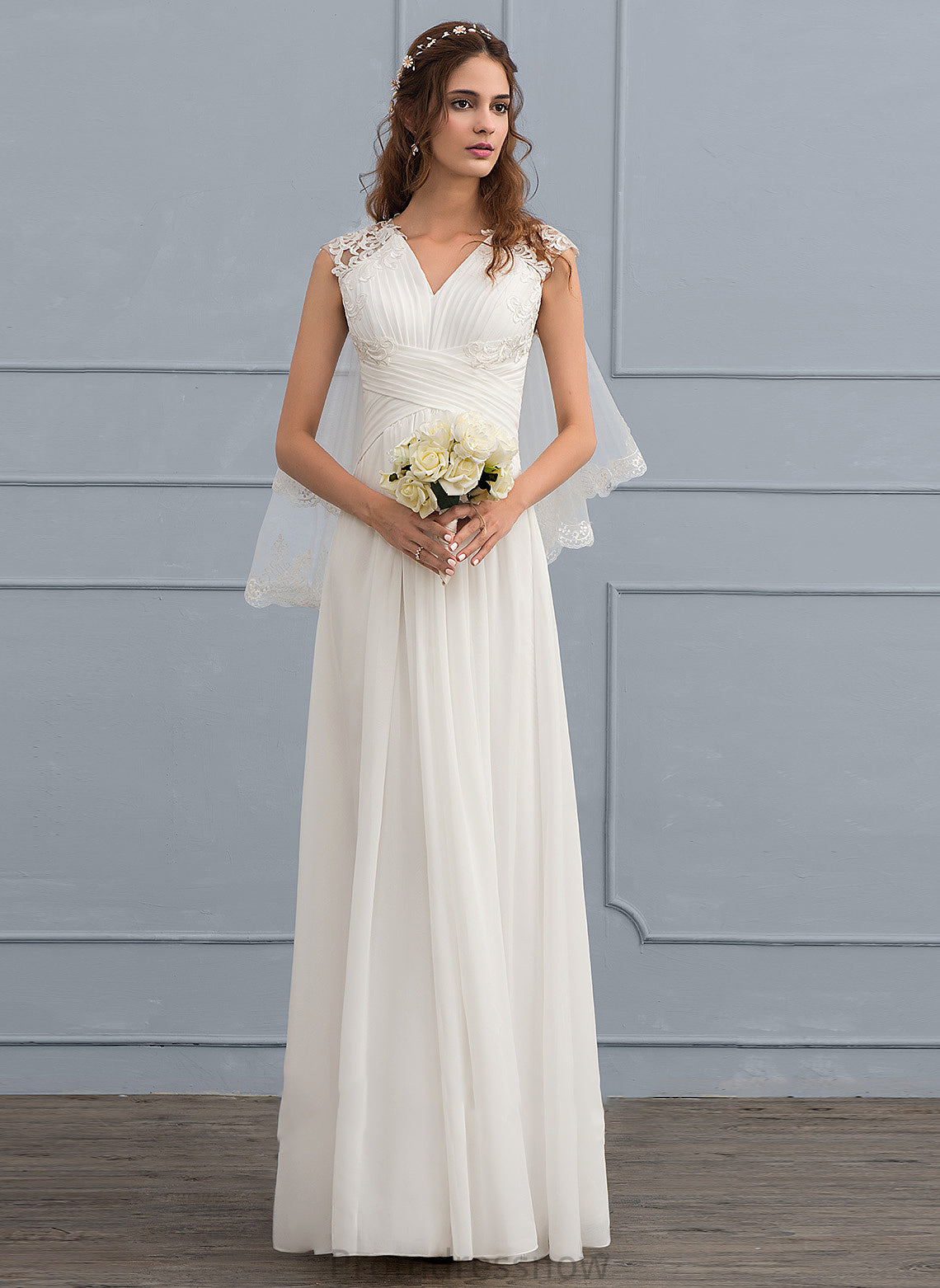 With Dress Floor-Length A-Line Rose Sweetheart Ruffle Wedding Dresses Wedding Chiffon