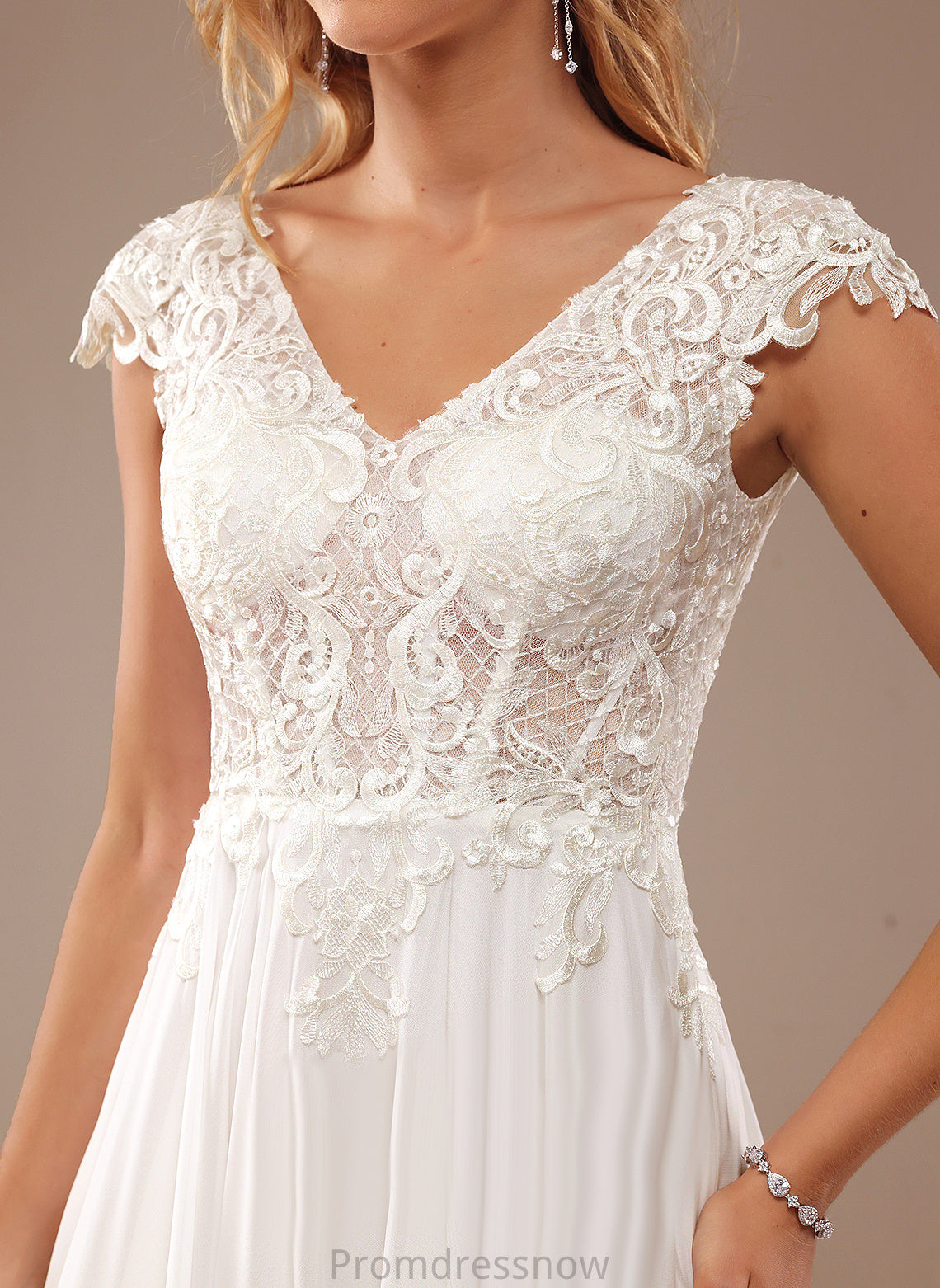 With Dress Lace V-neck Train A-Line Chiffon Wedding Pamela Lace Sweep Wedding Dresses