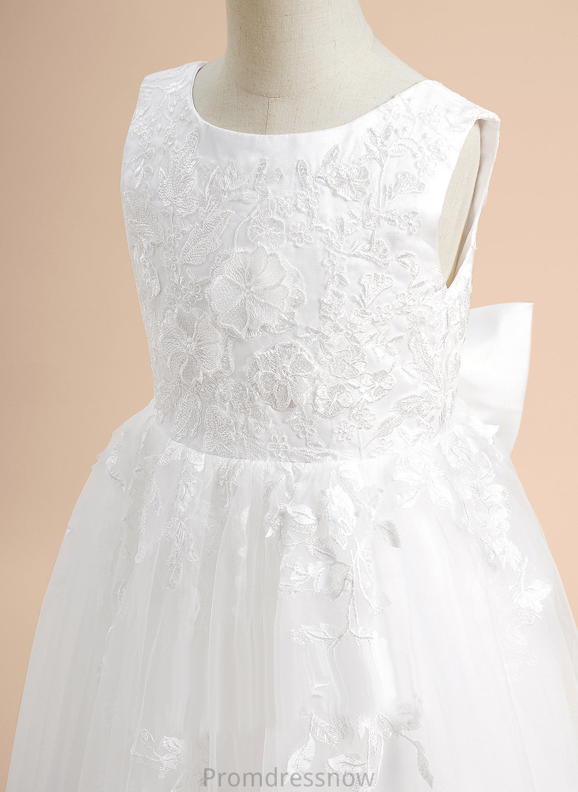 With Sleeveless Scoop Girl Flower Girl Dresses Floor-length - Neck Tulle Dress Kaitlynn Flower Lace/Flower(s)/Bow(s) A-Line