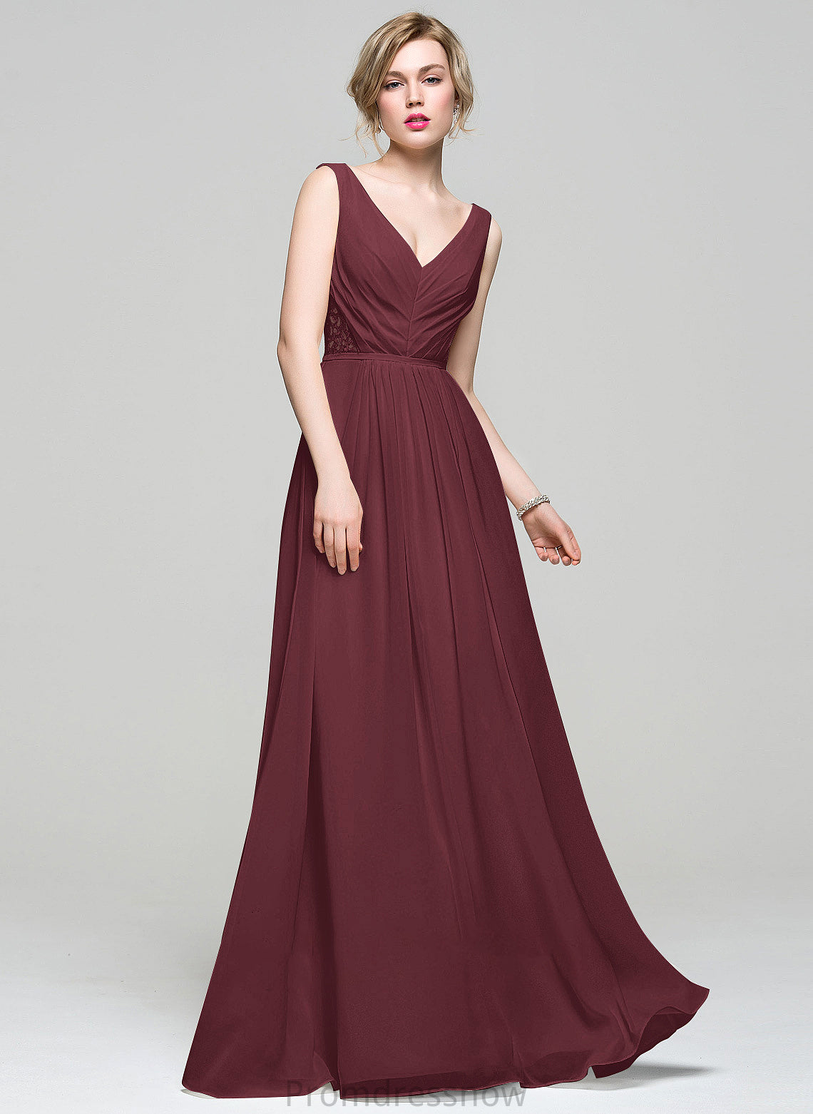 A-Line Ruffle Sequins Length Embellishment Silhouette Floor-Length Neckline V-neck Fabric Beading Lace Bridesmaid Dresses