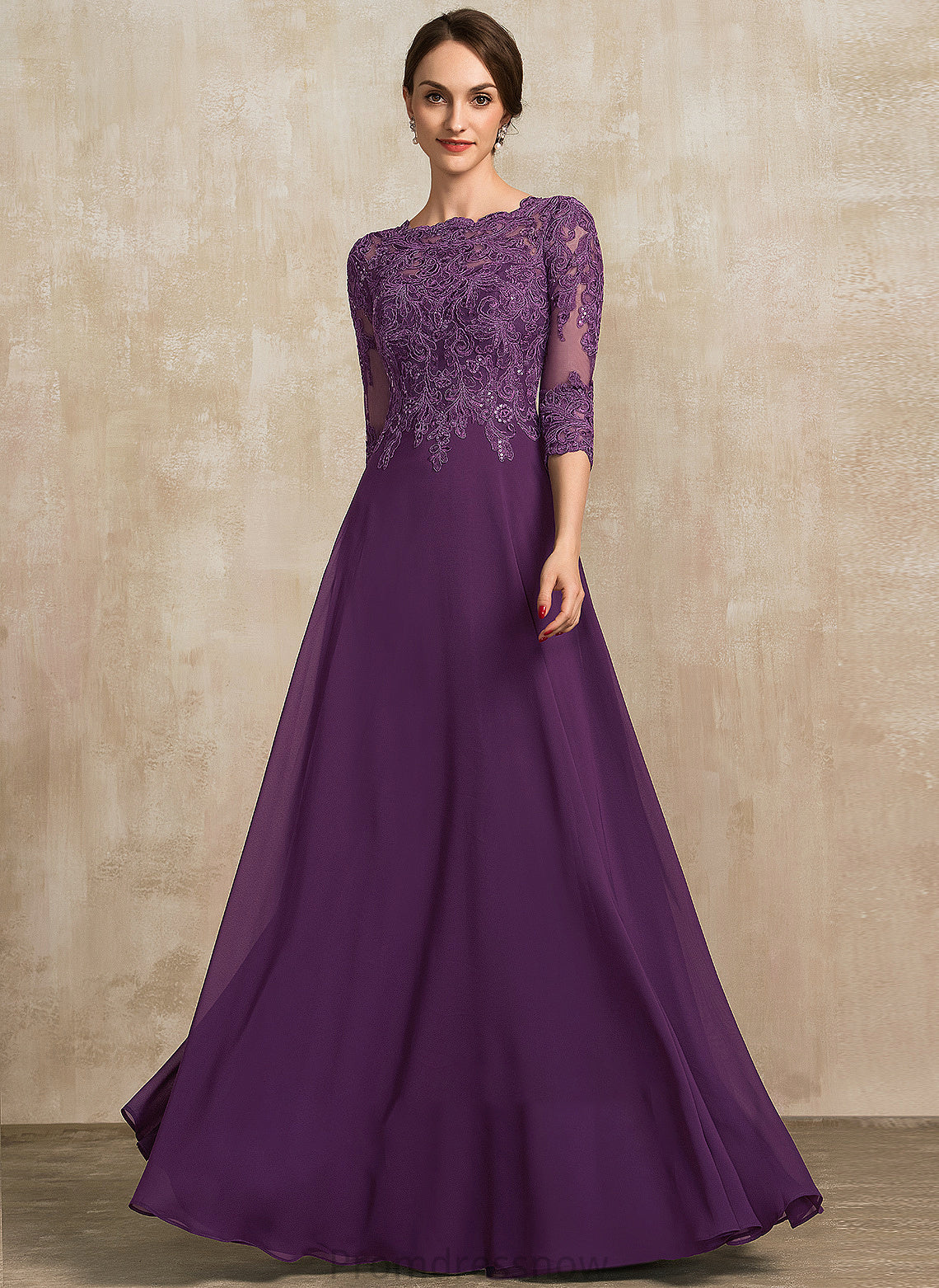 With Mother of the Bride Dresses Neck Floor-Length A-Line Chiffon Scoop Jocelyn the Lace Mother Bride Sequins Dress of