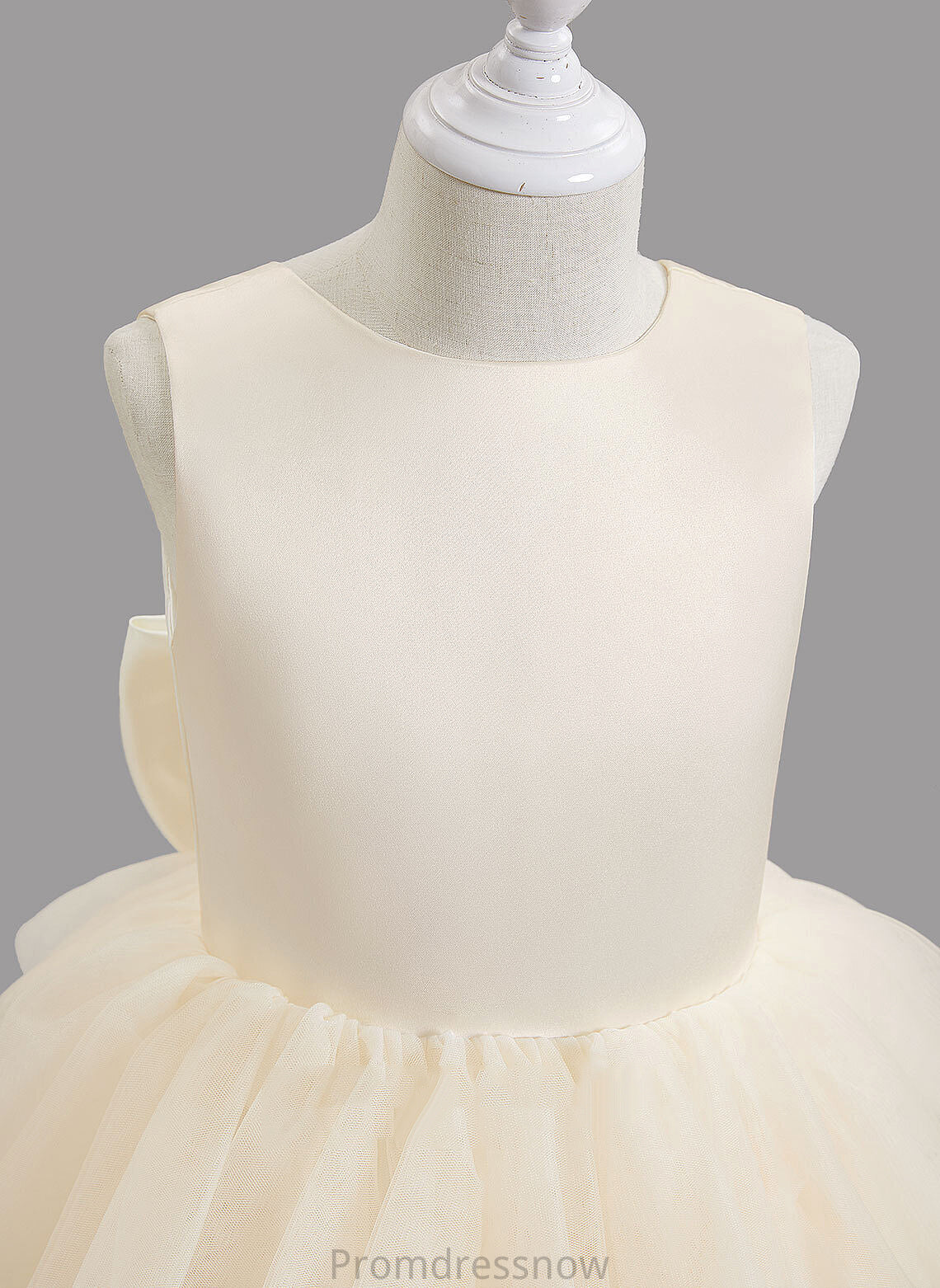 Dress Ball-Gown/Princess Sleeveless Flower Girl Dresses Flower Satin/Tulle With Scoop Neck Floor-length - Holly Girl Ruffles/Bow(s)