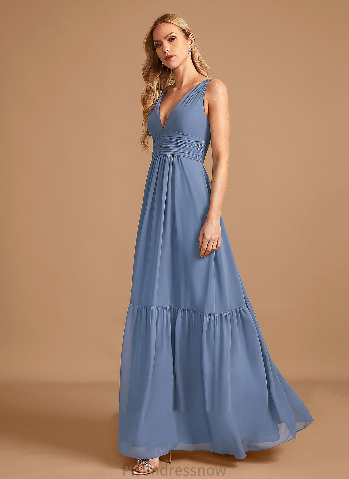 Silhouette Floor-Length Embellishment Length Neckline A-Line Pockets V-neck Fabric Rosie Natural Waist Sweetheart Bridesmaid Dresses