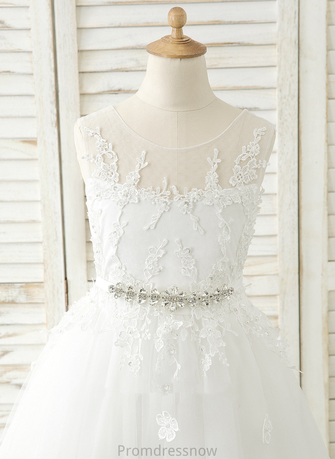 A-Line Neck Kianna Sleeveless Floor-length Girl Dress - Flower Flower Girl Dresses Scoop Tulle/Lace