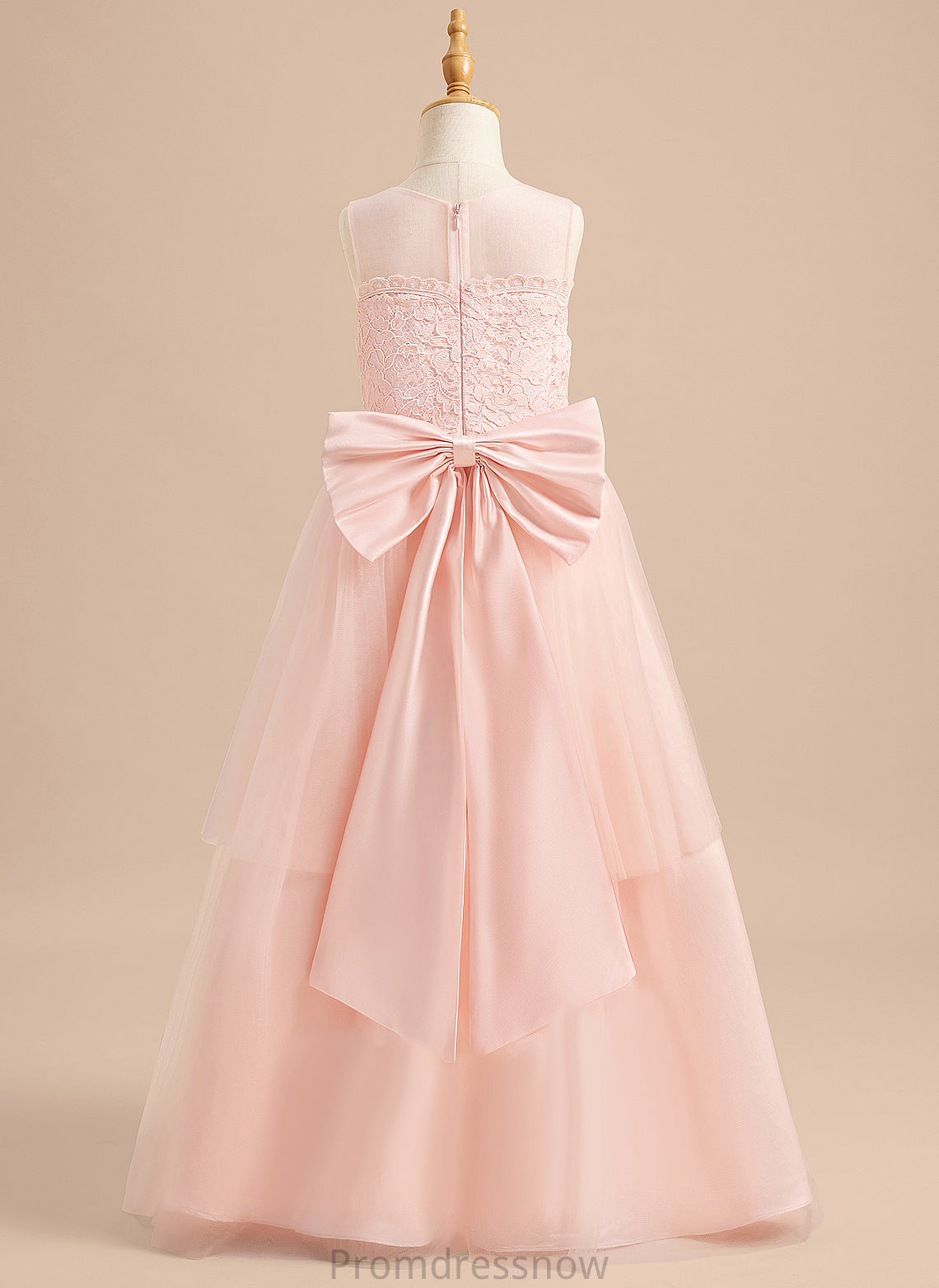 Scoop Lace/Bow(s) Sleeveless Aliana Tulle Neck With Flower Flower Girl Dresses Dress Floor-length - A-Line Girl