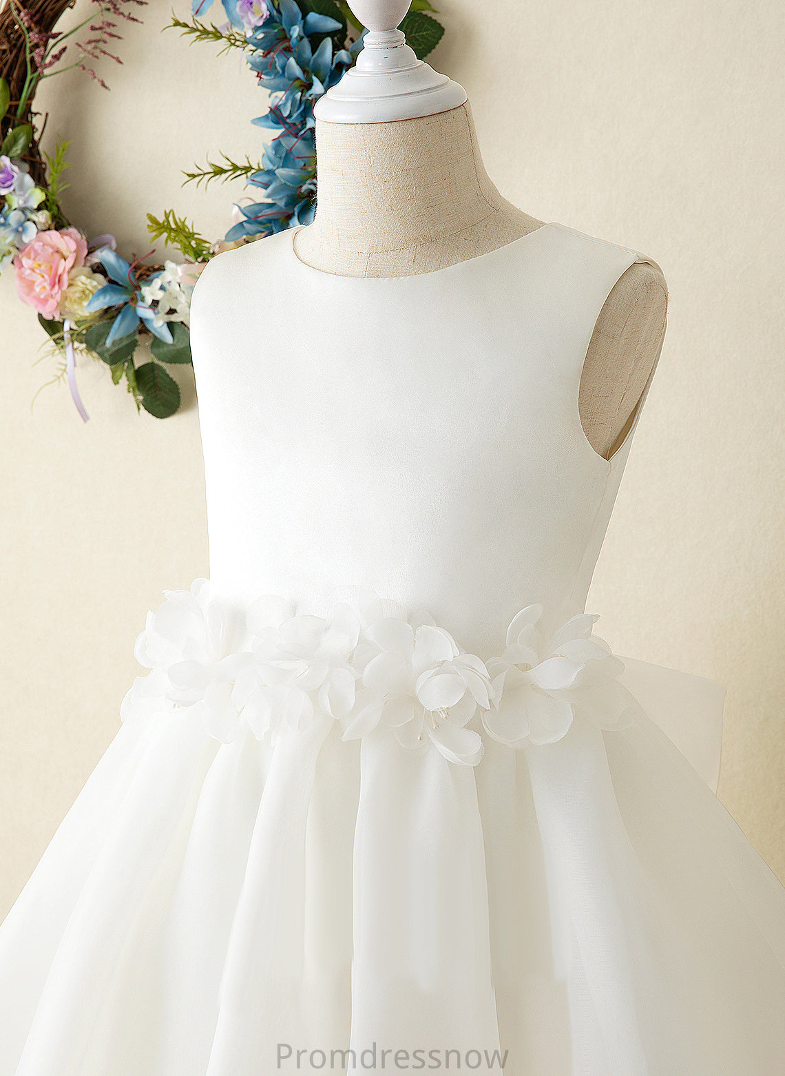 Dress Knee-length Sleeveless Stella Organza Flower Scoop Neck Flower Girl Dresses Girl A-Line -