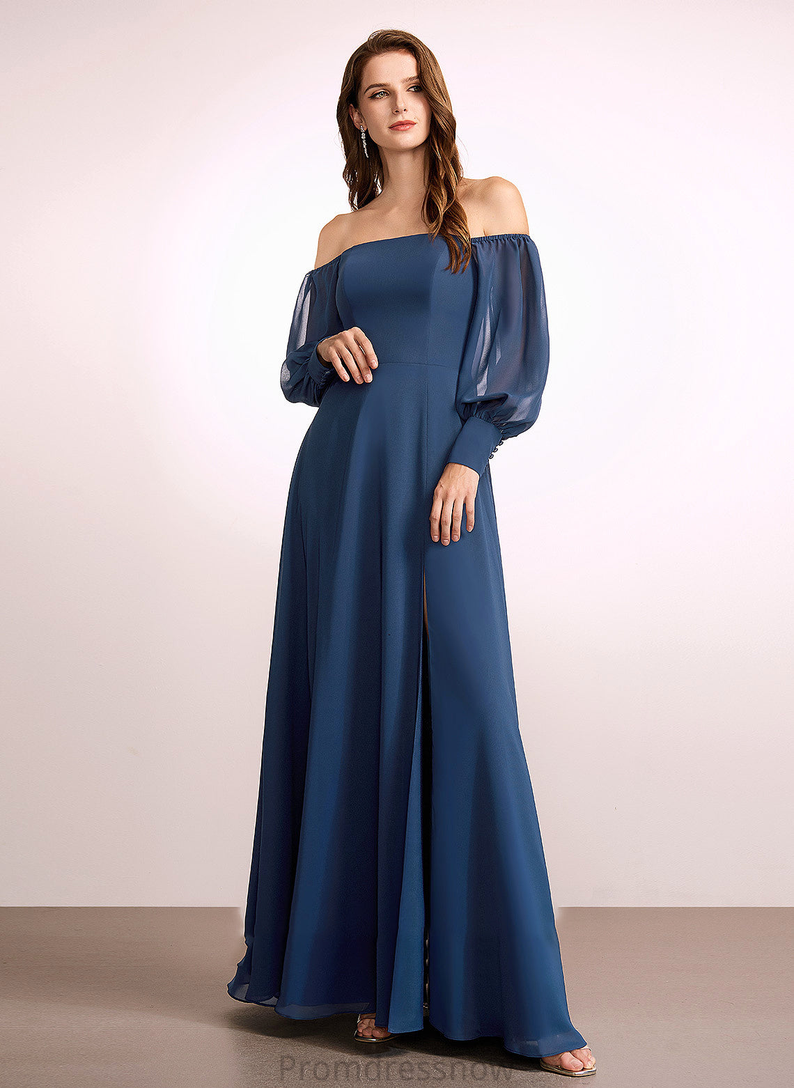 A-Line Off-the-Shoulder Silhouette Embellishment Neckline SplitFront Floor-Length Fabric Length Kelly Sleeveless Floor Length Bridesmaid Dresses