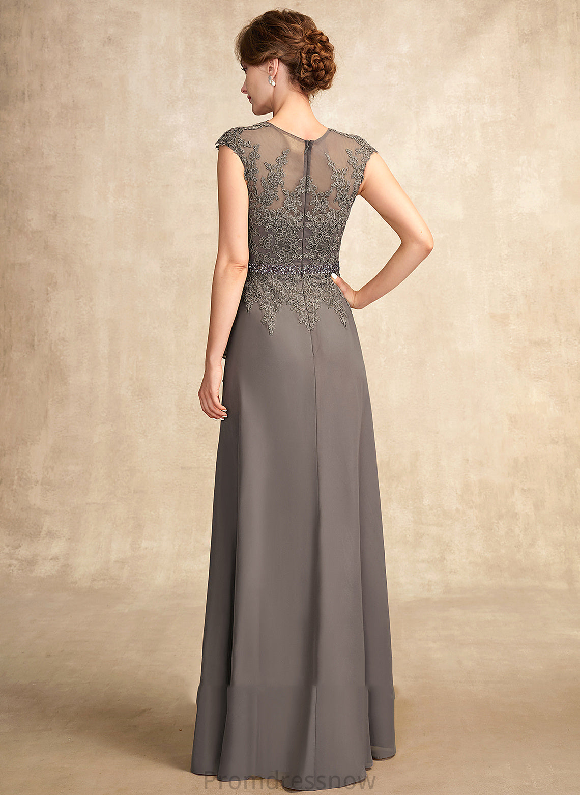 Floor-Length Mother Mother of the Bride Dresses A-Line Beading Dress the Lace Bride With Ruffles Melissa of Cascading Chiffon V-neck Sequins