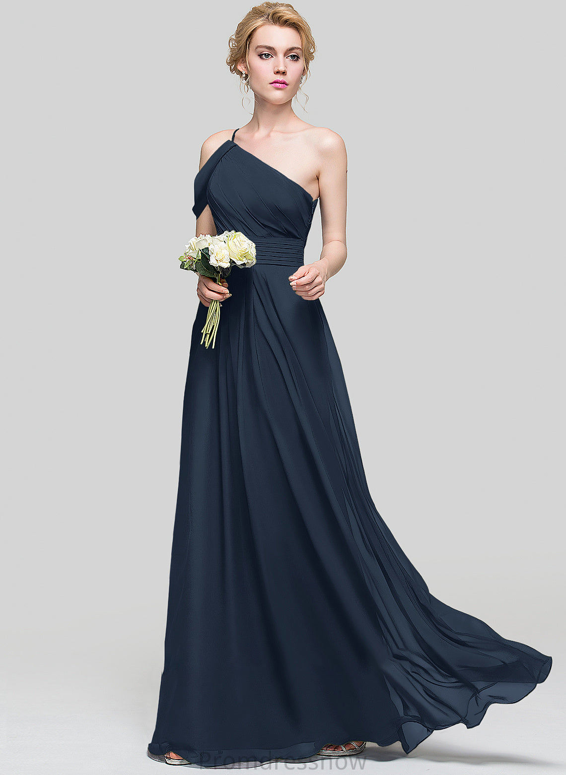 One-Shoulder A-Line Embellishment Floor-Length Length Neckline Silhouette Fabric Ruffle Callie V-Neck Floor Length Bridesmaid Dresses