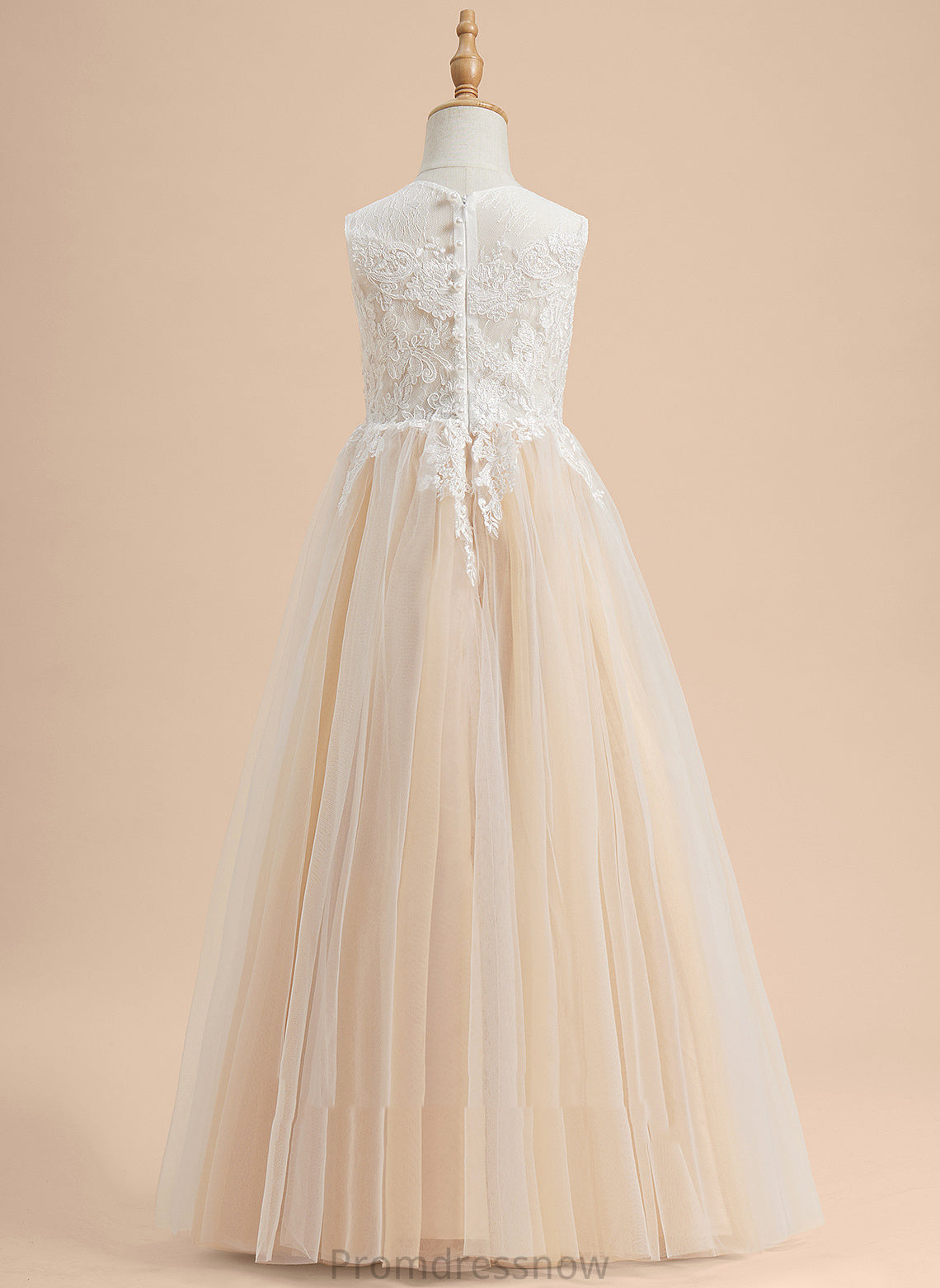 Tulle Sleeveless Scoop Lace/Beading A-Line Flower Girl Dresses Karley Neck - Floor-length Flower Dress Girl With