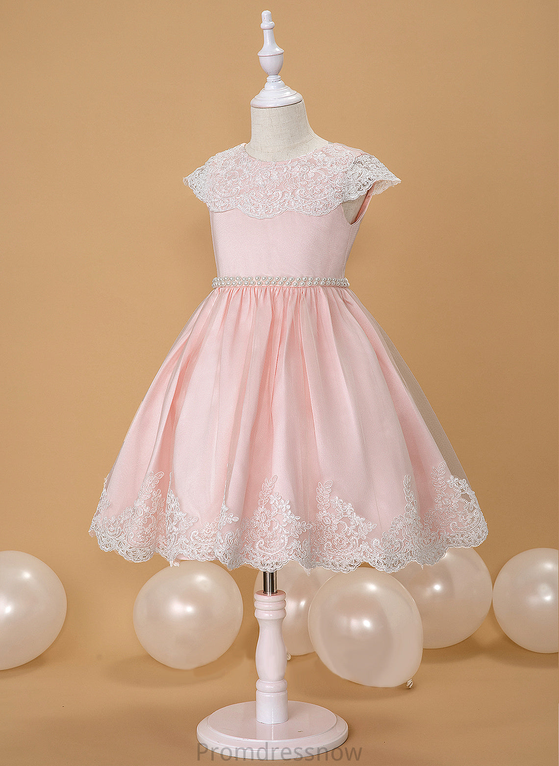 Flower Hope Knee-length With Dress Ball-Gown/Princess Sleeveless Scoop Neck Beading/Bow(s) Satin/Lace Girl Flower Girl Dresses -