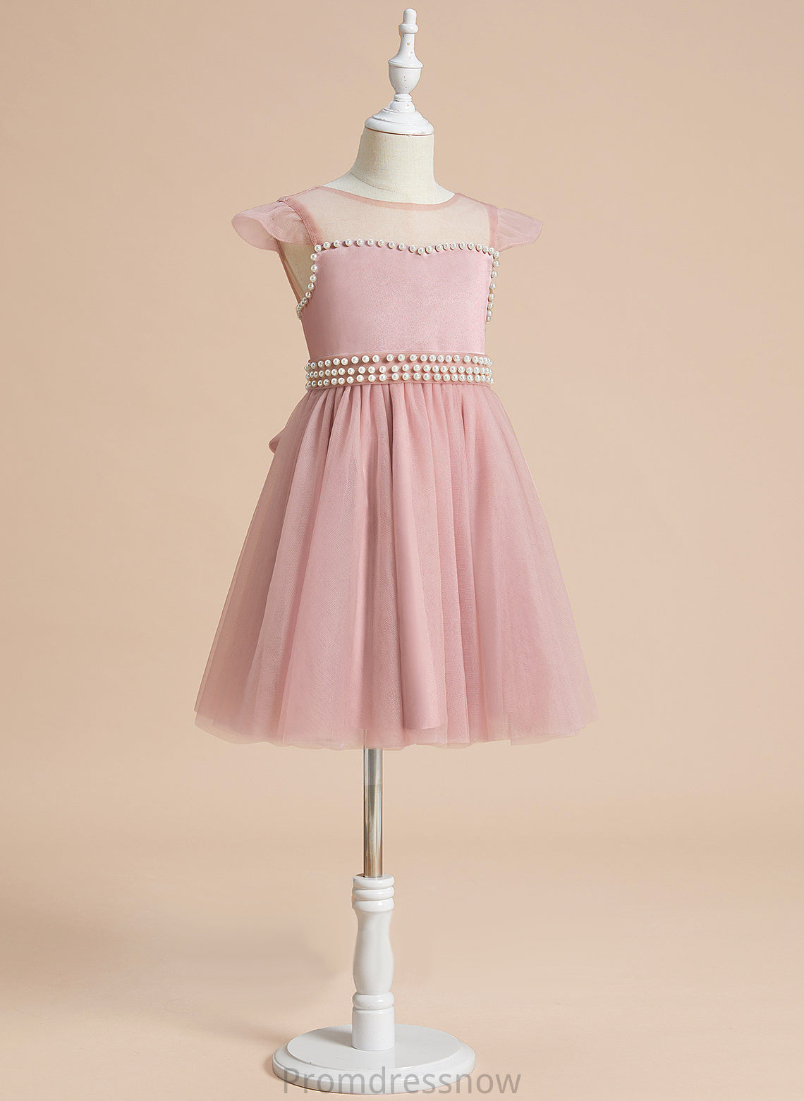 - Flower Girl Dresses With Dress Satin/Tulle Beading/Bow(s) Girl Scoop Neck A-Line Amaris Sleeveless Knee-length Flower