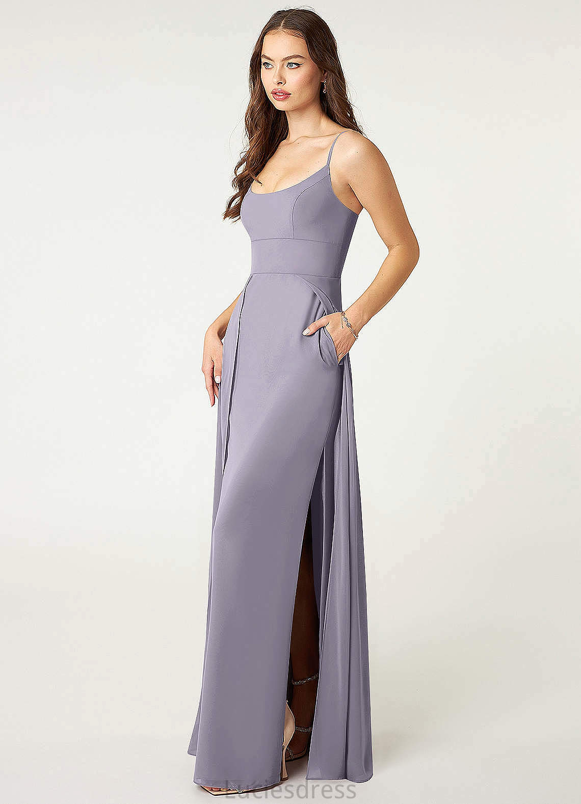 Willa Natural Waist A-Line/Princess V-Neck Floor Length Short Sleeves Bridesmaid Dresses