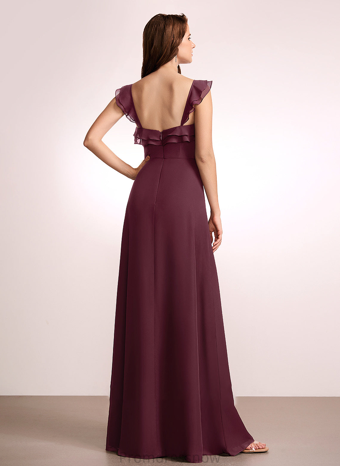 Floor-Length Fabric Neckline Length Silhouette Embellishment SplitFront V-neck A-Line Justice Floor Length Stretch Satin Bridesmaid Dresses