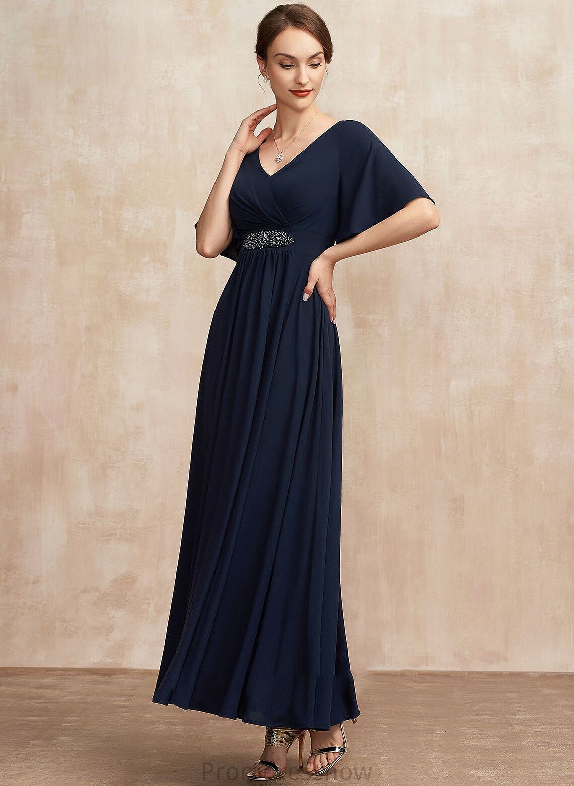 With Mother A-Line Ankle-Length Bride Ruffle Nancy Dress the Mother of the Bride Dresses of V-neck