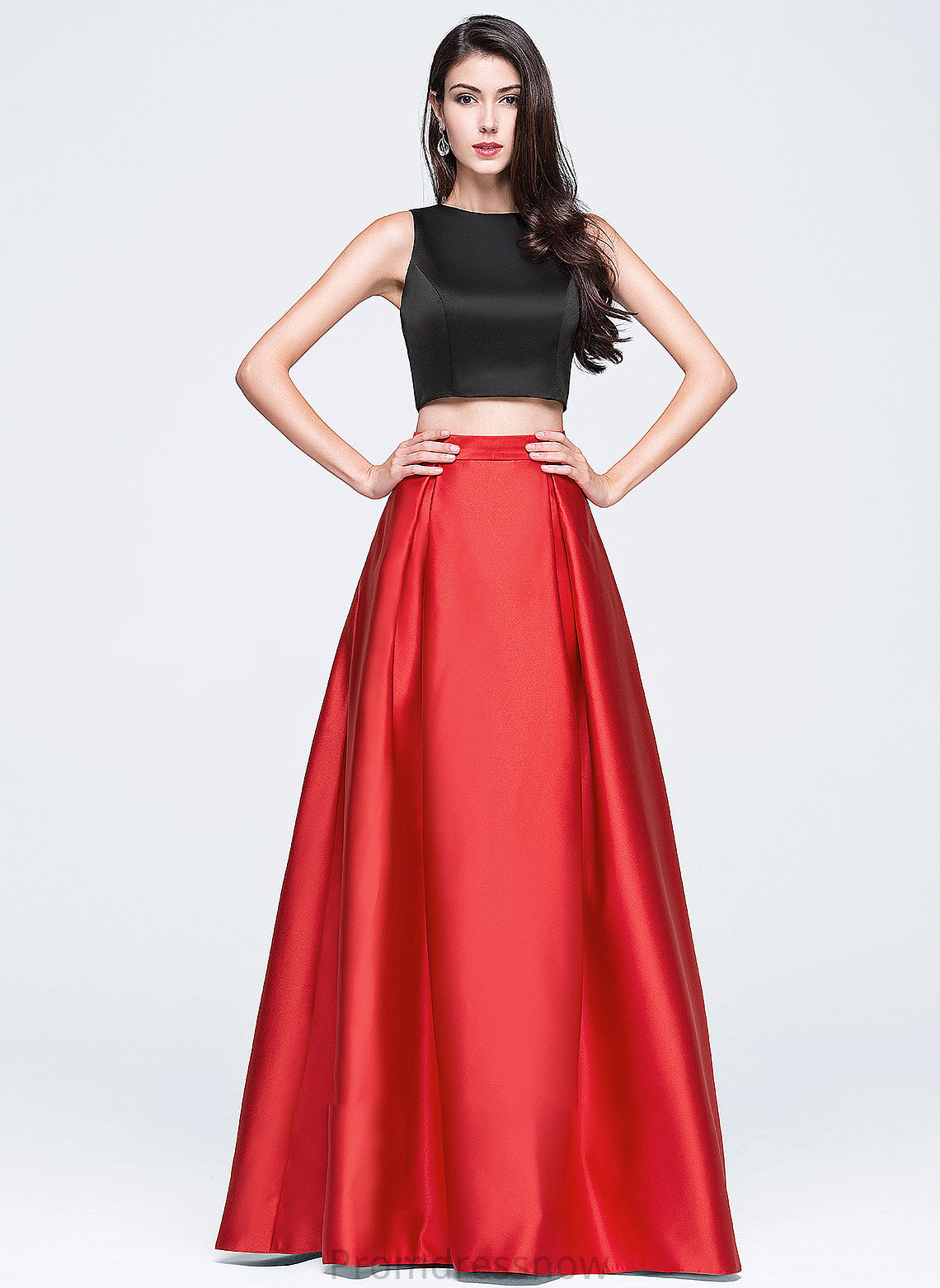 With Winnie Floor-Length Pockets Ball-Gown/Princess Scoop Satin Neck Prom Dresses