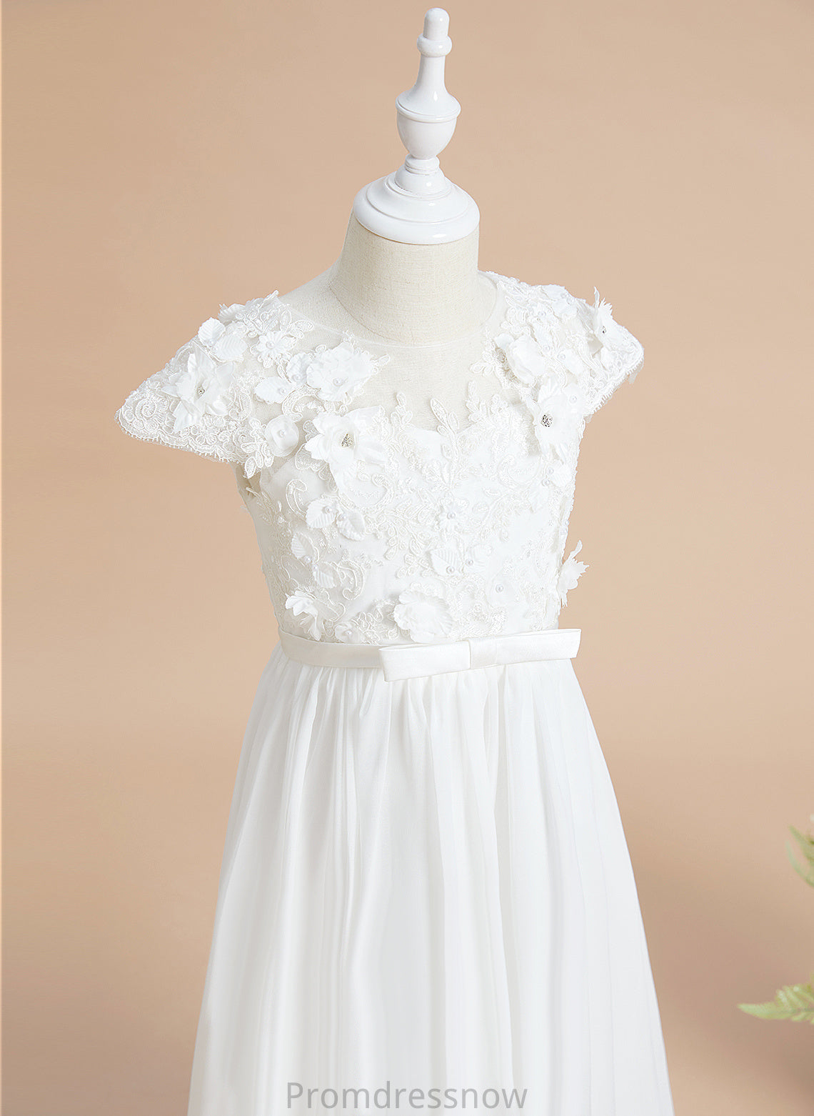 Flower(s) Sleeves - Scoop Neck Dress A-Line Short Floor-length Flower Girl Dresses With Johanna Flower Girl Chiffon/Lace