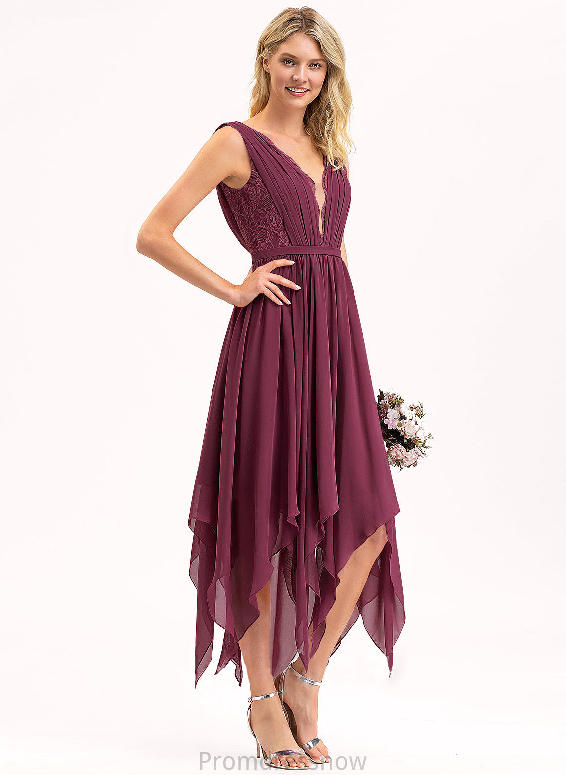 Length Neckline A-Line Fabric Lace Ankle-Length Straps Silhouette V-neck Adalynn Floor Length Spaghetti Staps Bridesmaid Dresses