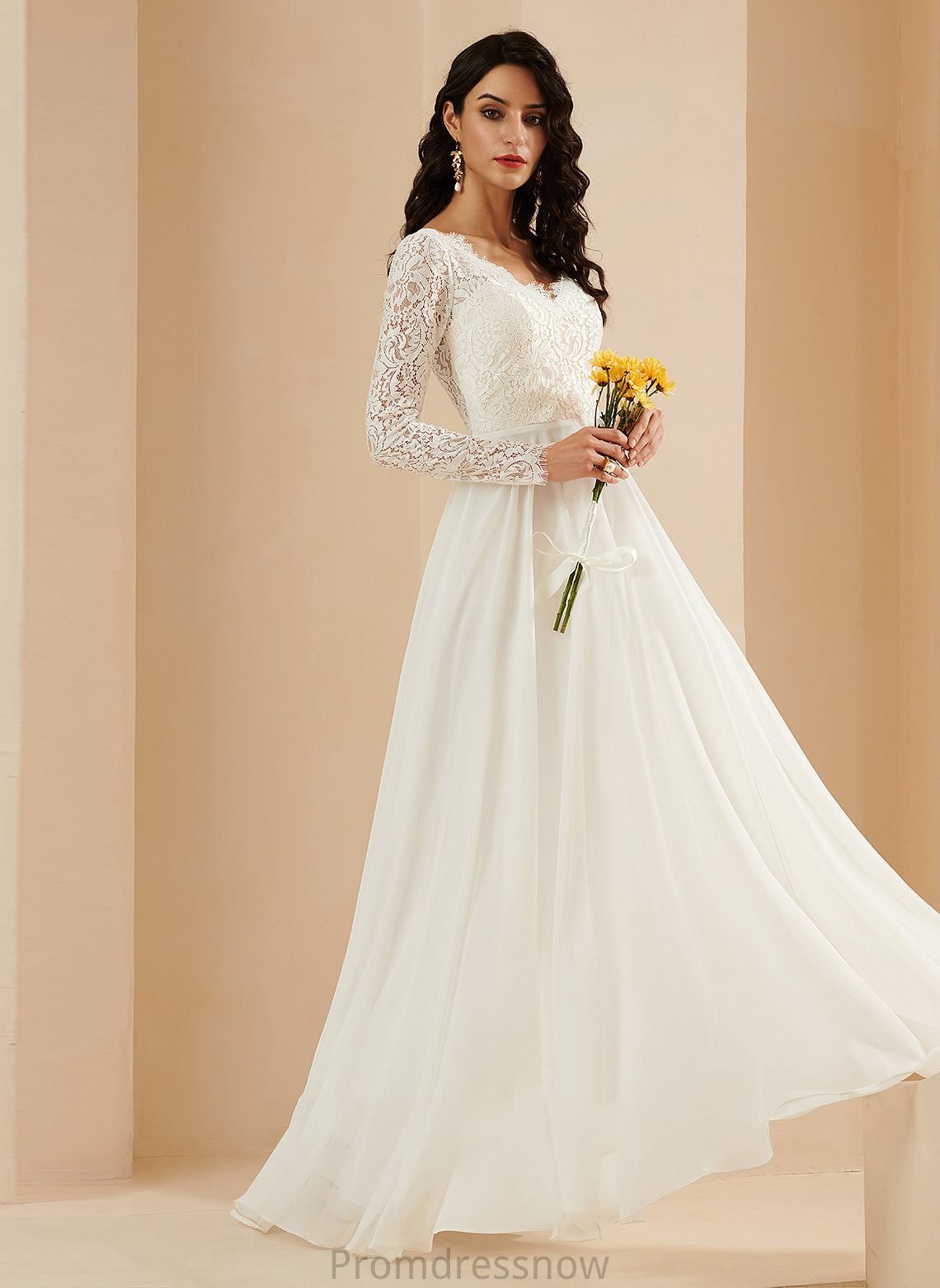 With Wedding Dresses Lace Dress A-Line Train V-neck Gwendoline Wedding Sweep