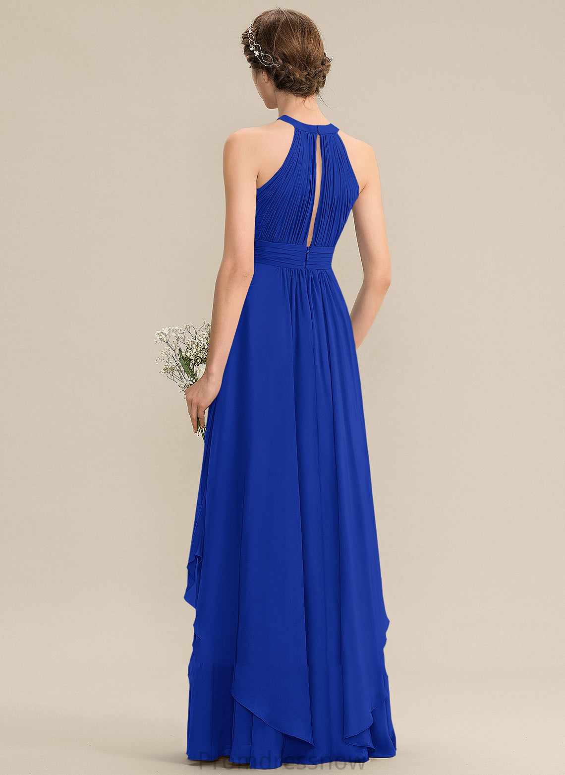 Fabric Embellishment A-Line Length ScoopNeck Ruffle Floor-Length Neckline Silhouette Marianna Empire Waist Spaghetti Staps Bridesmaid Dresses