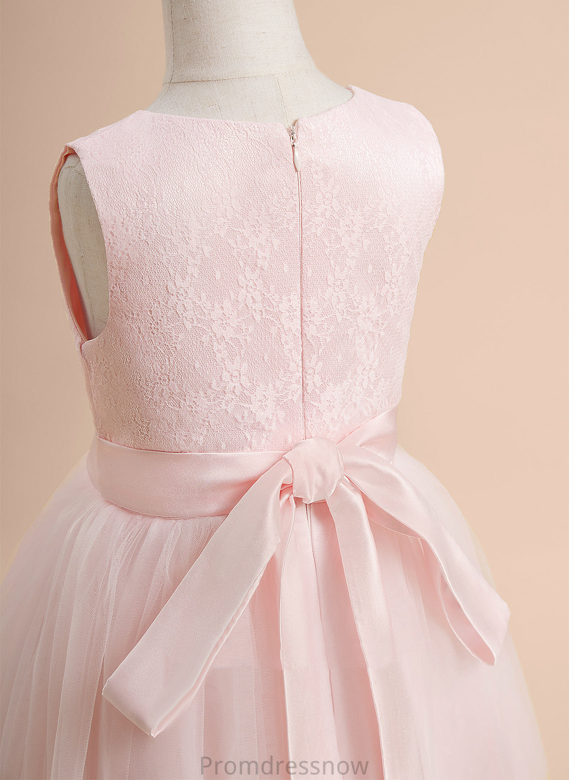 Neck - A-Line Knee-length Sleeveless Flower Girl Dresses Satin/Tulle Girl Flower Lace Scoop With Dress Jaidyn