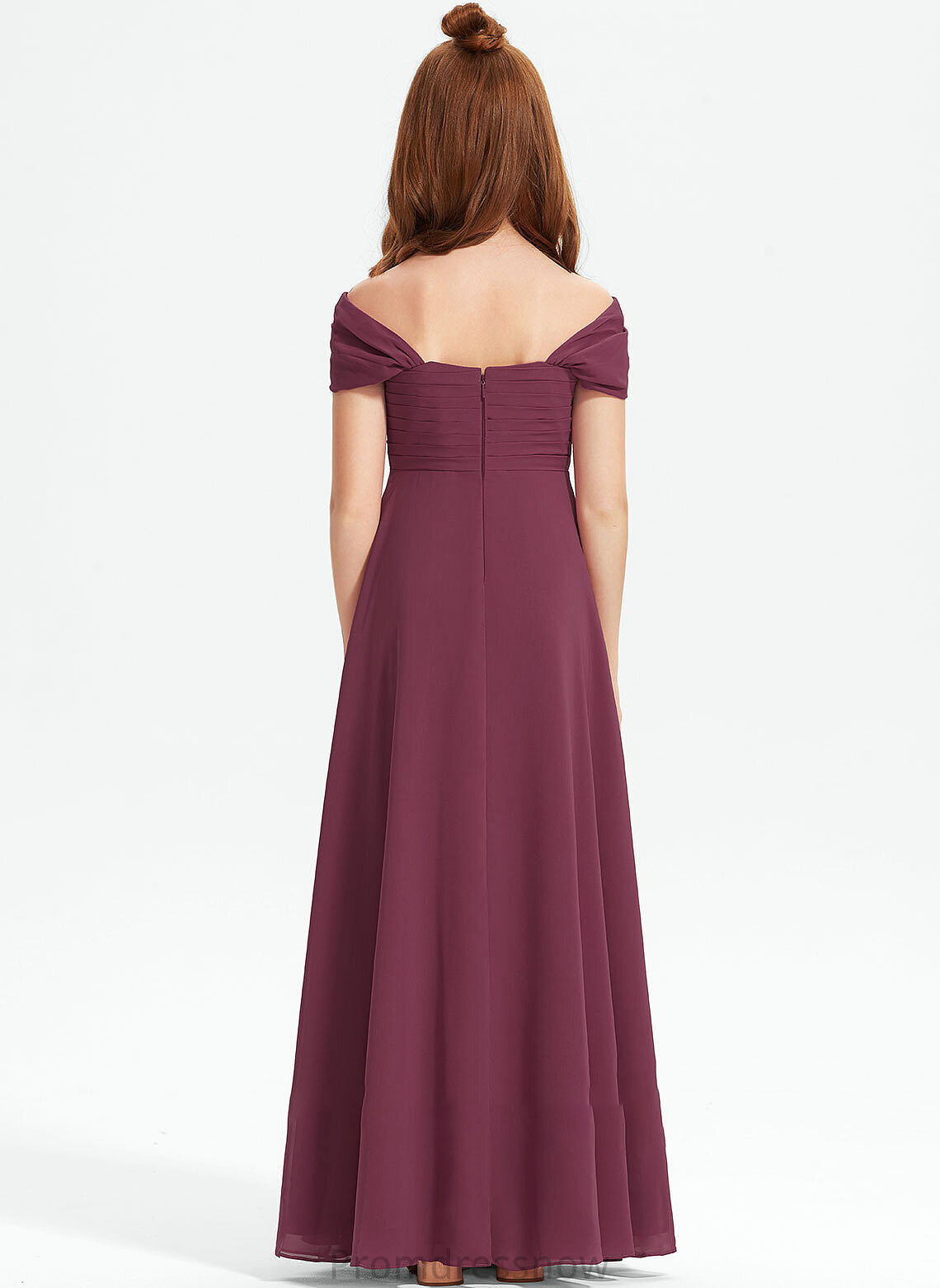 With Off-the-Shoulder Chiffon Junior Bridesmaid Dresses Paloma Floor-Length Ruffle A-Line