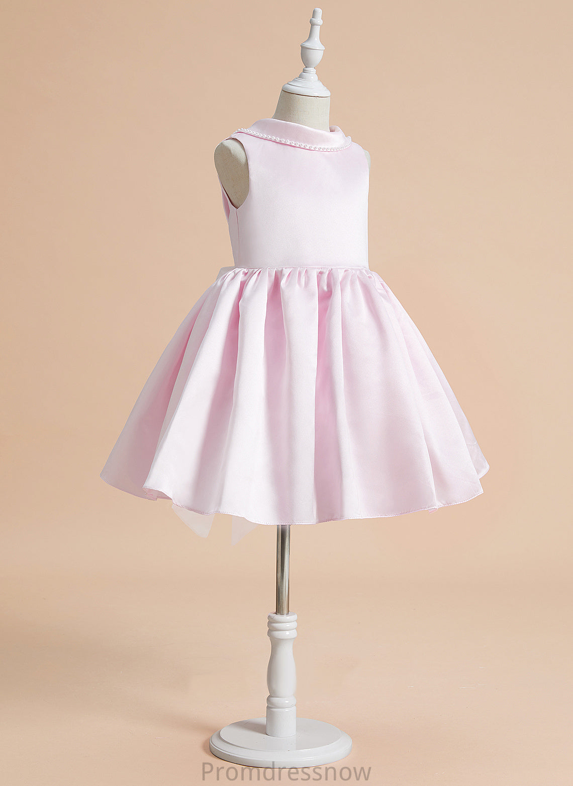 Flower Girl Dresses Sleeveless Alexa Beading/Bow(s) Girl A-Line Satin With Neck Knee-length Flower Scoop - Dress