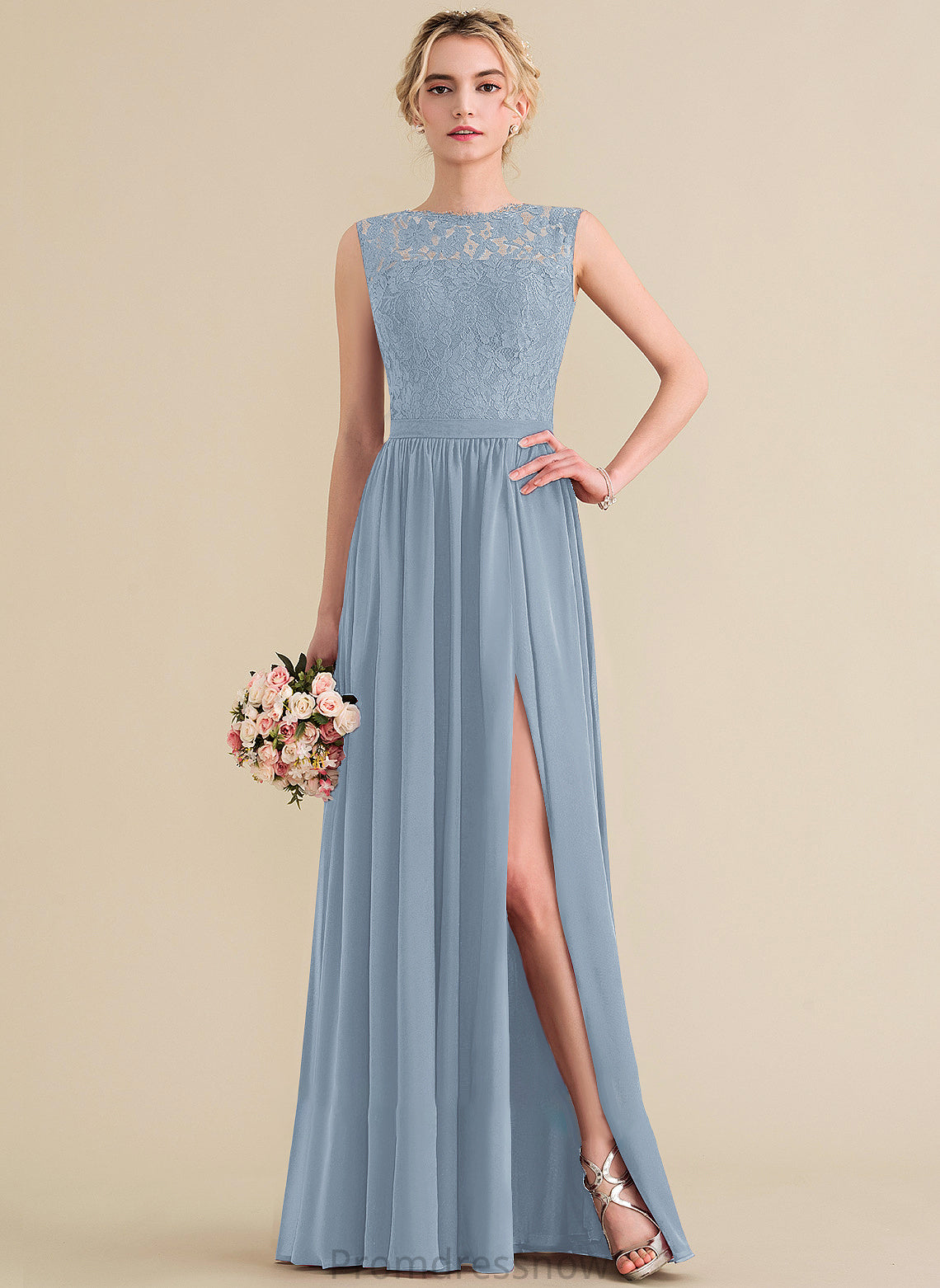 SplitFront Length Floor-Length Embellishment Neckline Silhouette Fabric A-Line ScoopNeck Kamora A-Line/Princess Floor Length Bridesmaid Dresses