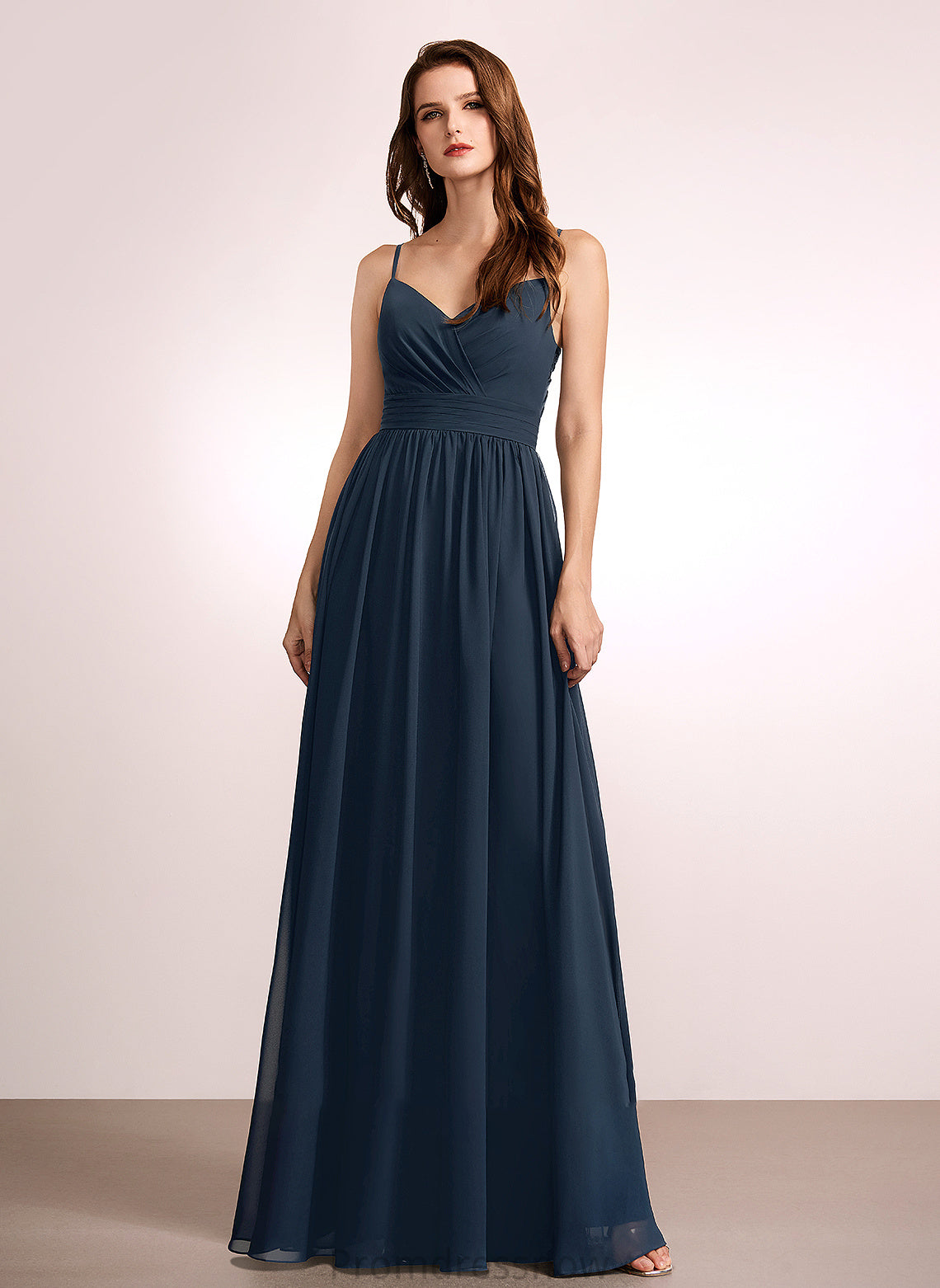 V-neck Silhouette Floor-Length Length Fabric Neckline Embellishment Lace A-Line Melany A-Line/Princess Sleeveless Bridesmaid Dresses