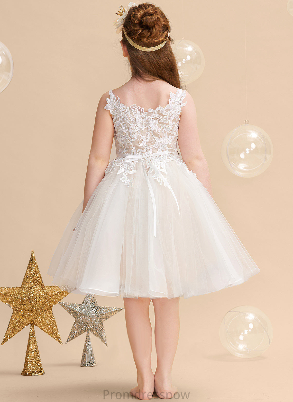 Tulle/Lace Straps Jamya Flower A-Line - Knee-length Flower Girl Dresses Dress Sleeveless Girl